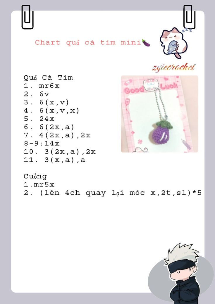 Bộ móc len hình cà tím và ngôi sao dễ thương treo sổ tay