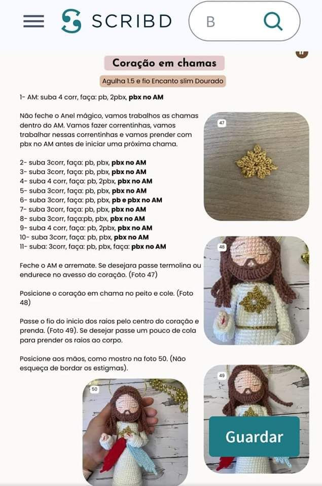Boneco de Crochê de Jesus com Detalhes Coloridos