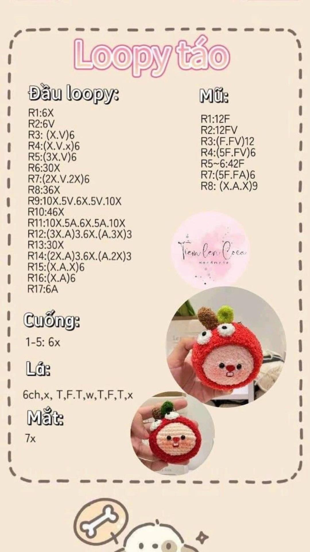 Búp bê móc len dễ thương hình chim xanh hồng