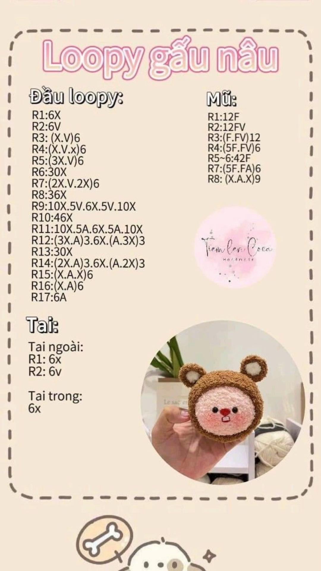 Búp bê móc len dễ thương hình chim xanh hồng