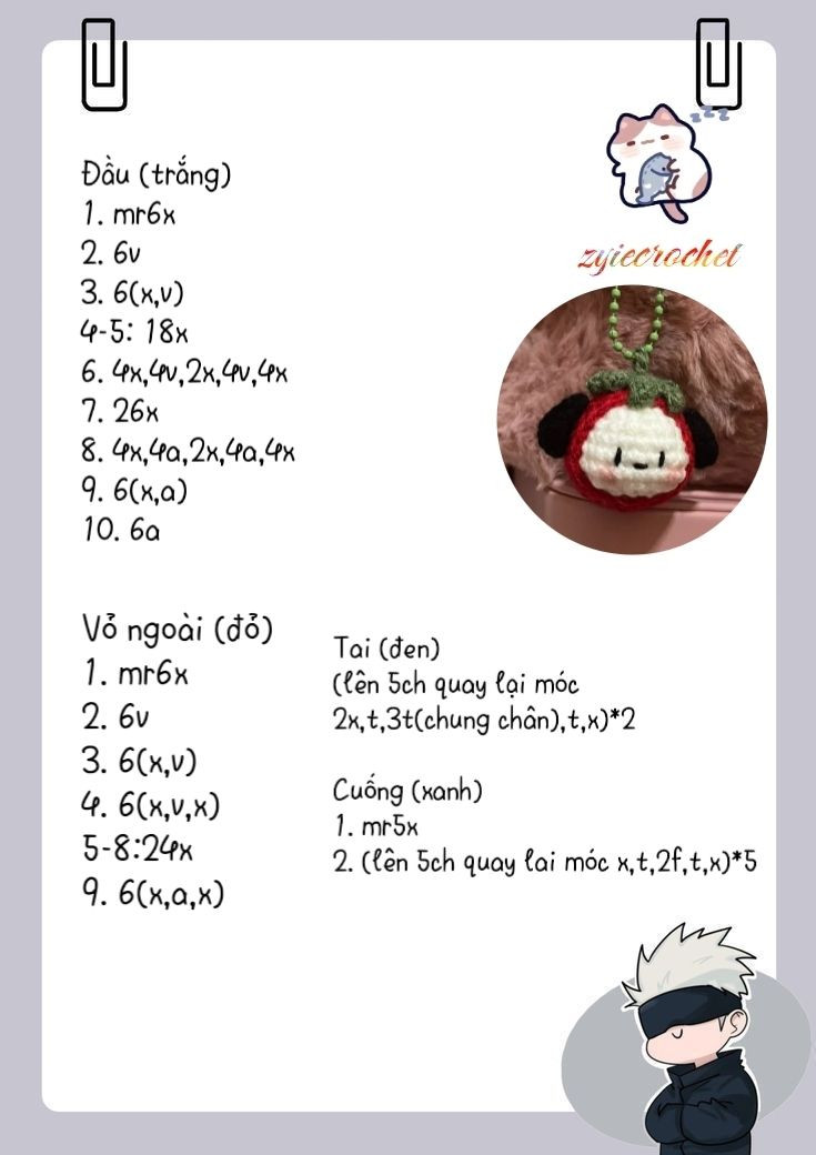 Búp bê móc len hình trái dâu tây đáng yêu và dễ thương