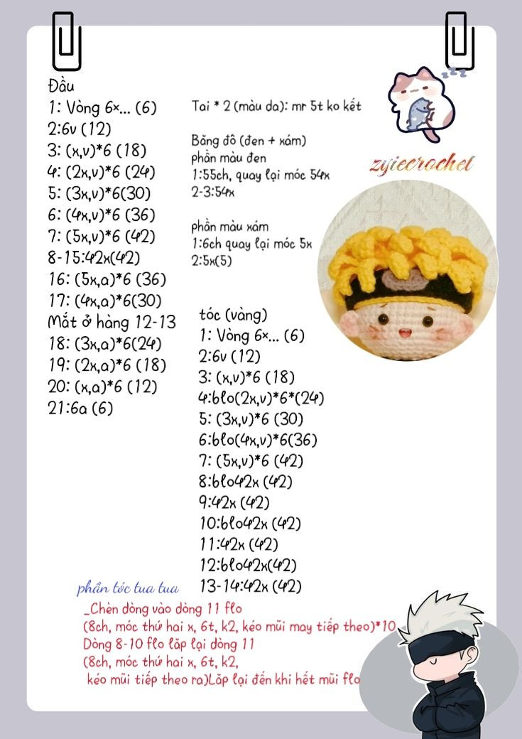 Búp bê móc len tóc vàng đáng yêu tự làm dễ thương