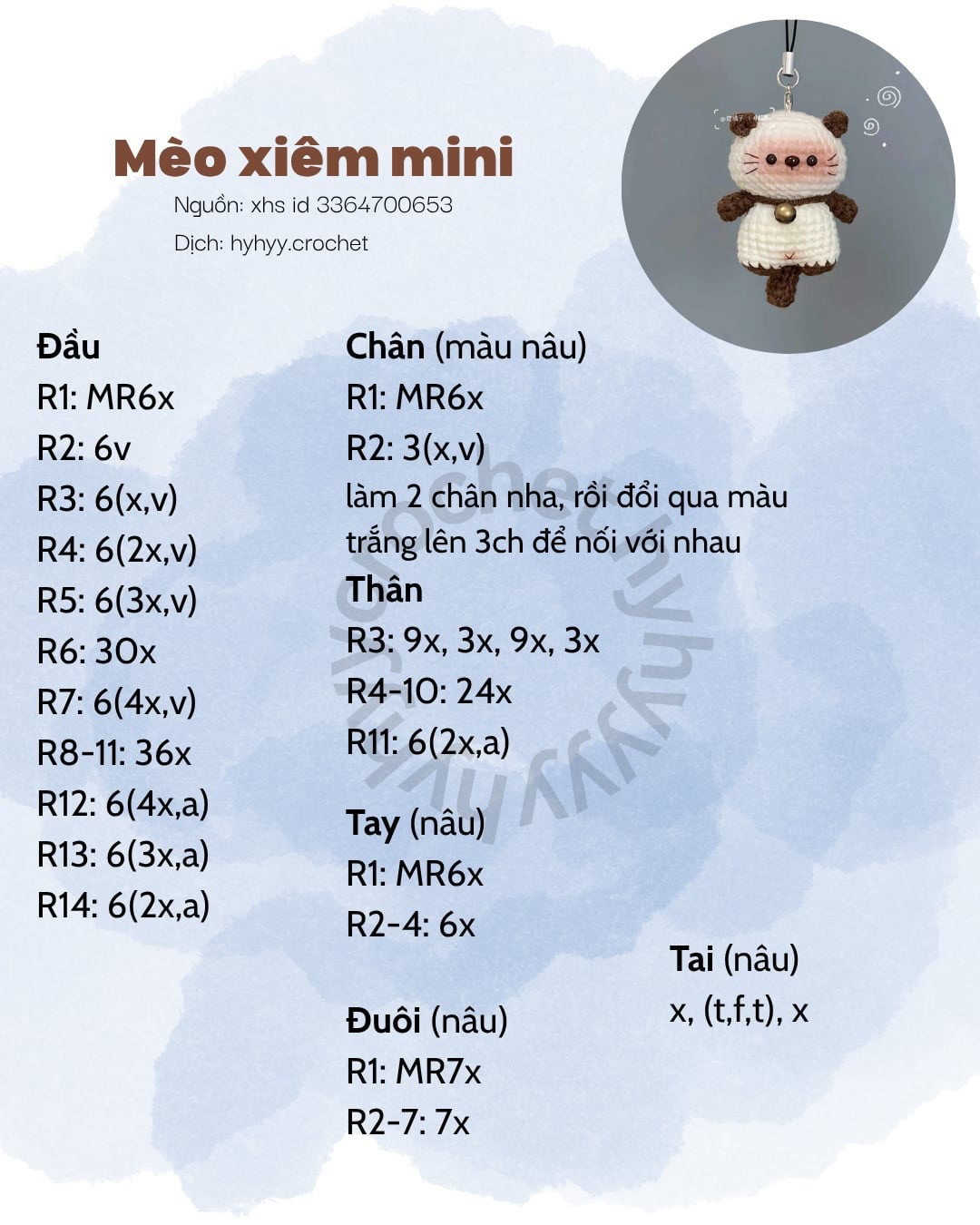 Cách móc len móc khoá mèo dễ thương và đáng yêu