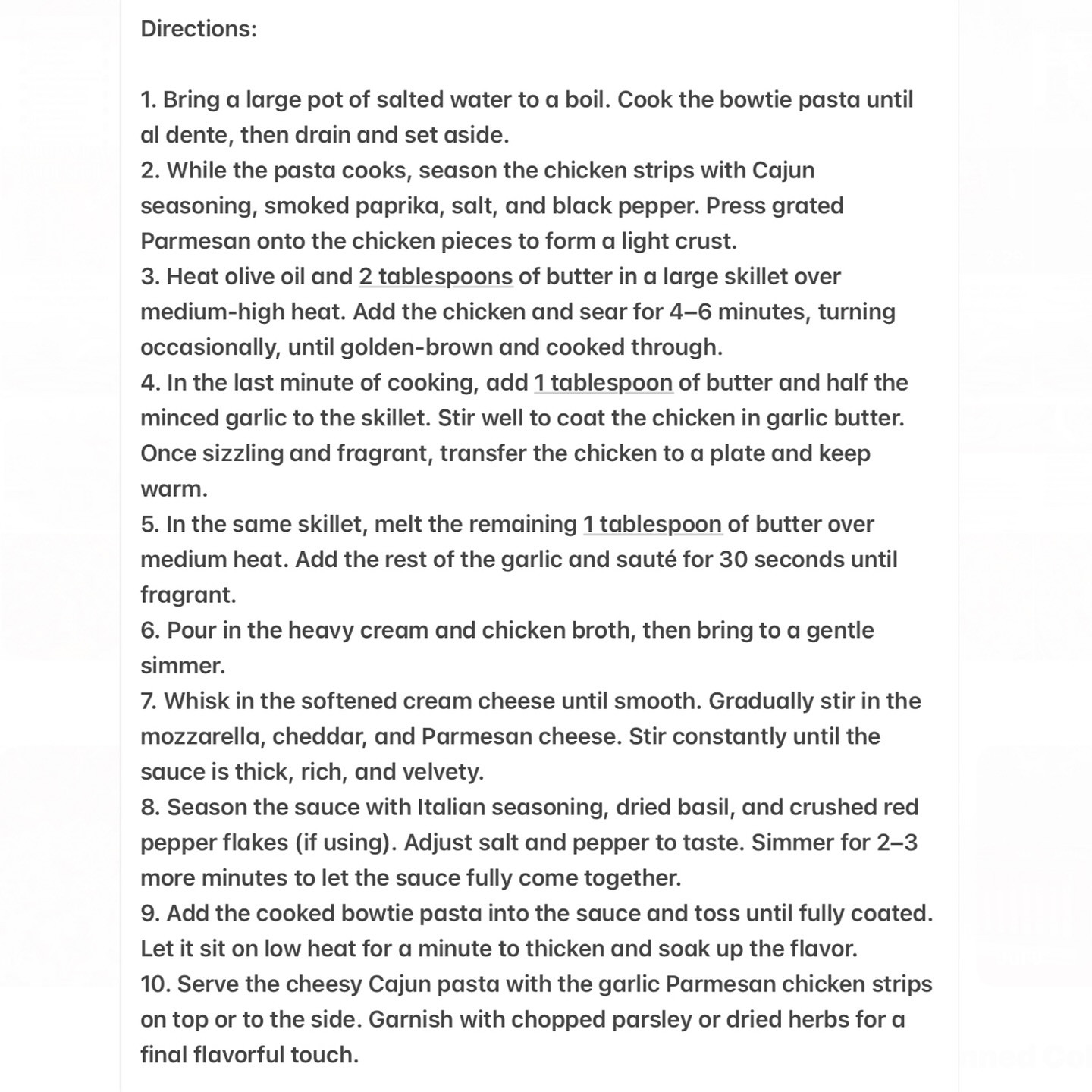 Cajun Garlic Parmesan Chicken Bowtie Delight