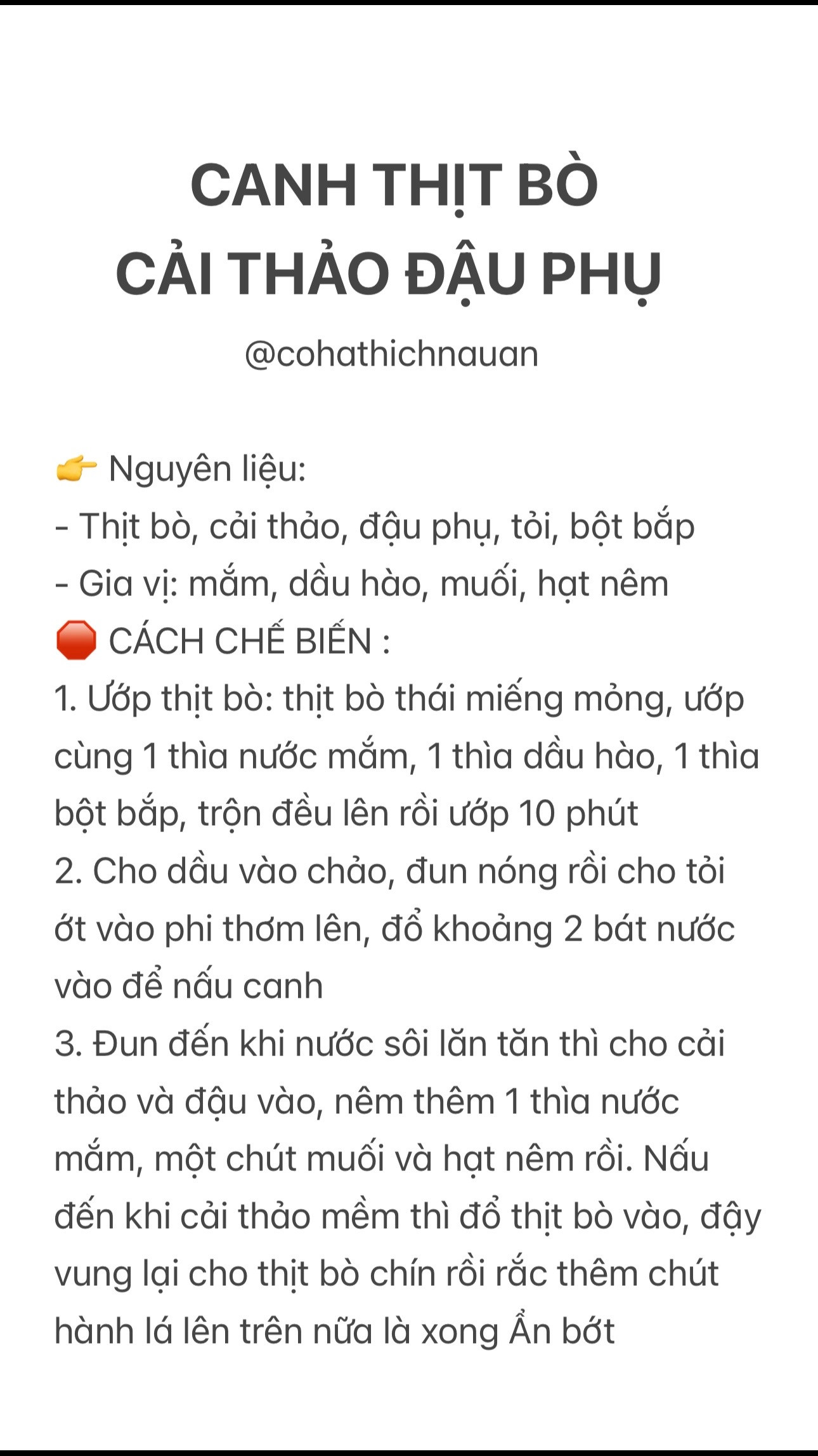 Canh bò cải thảo đậu phụ thơm ngon, bổ dưỡng