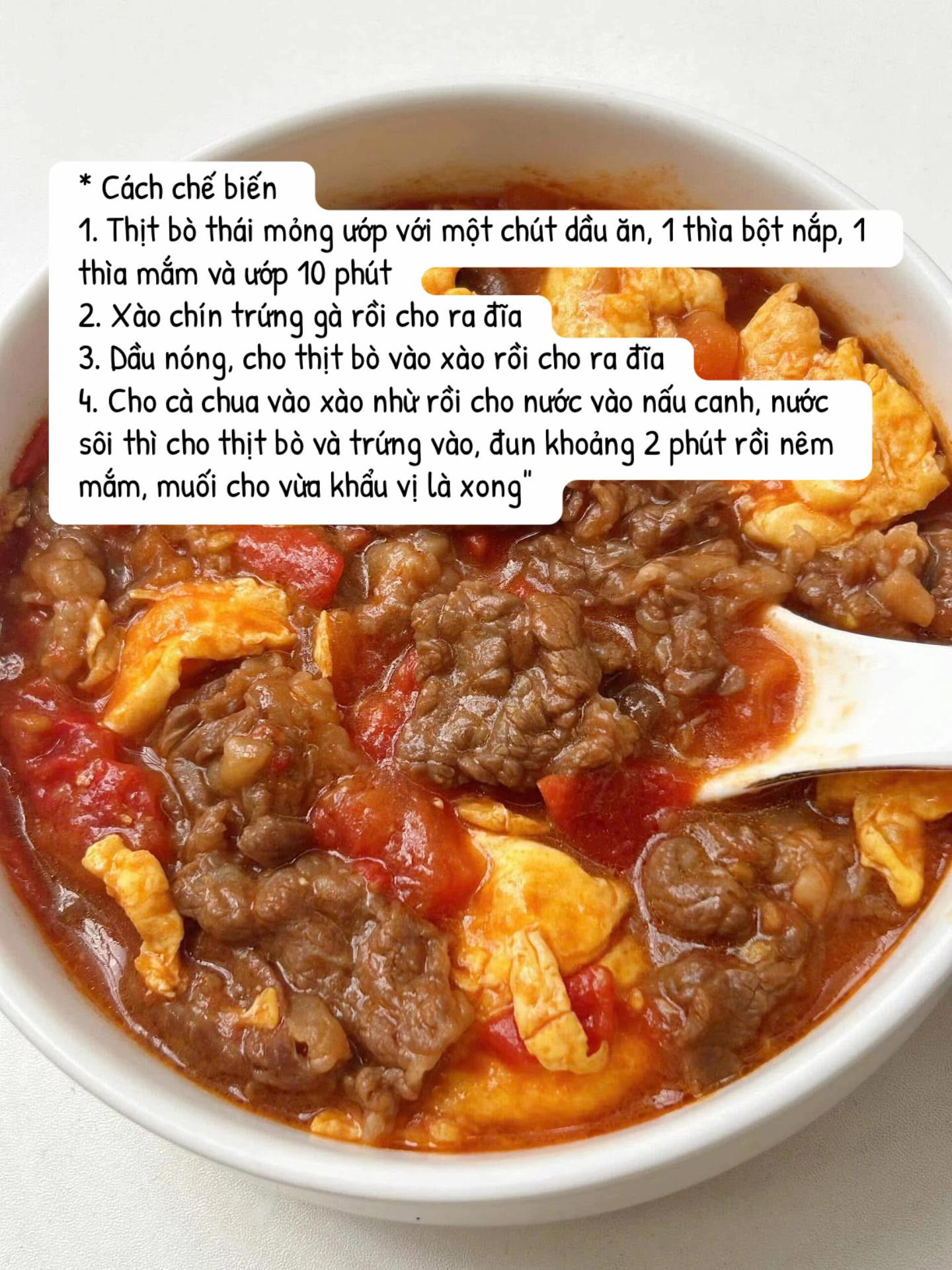 Canh bò trứng cà chua - Hương vị hòa quyện độc đáo