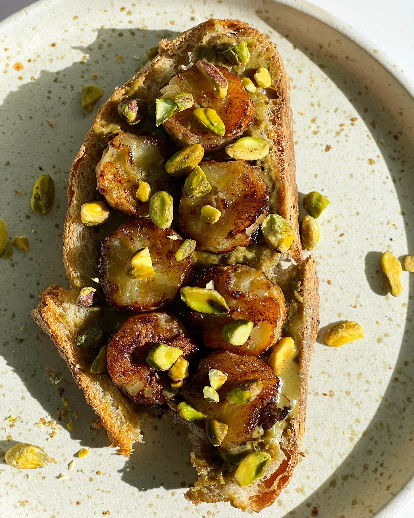 Caramelized Banana Pistachio Delight on Sourdough