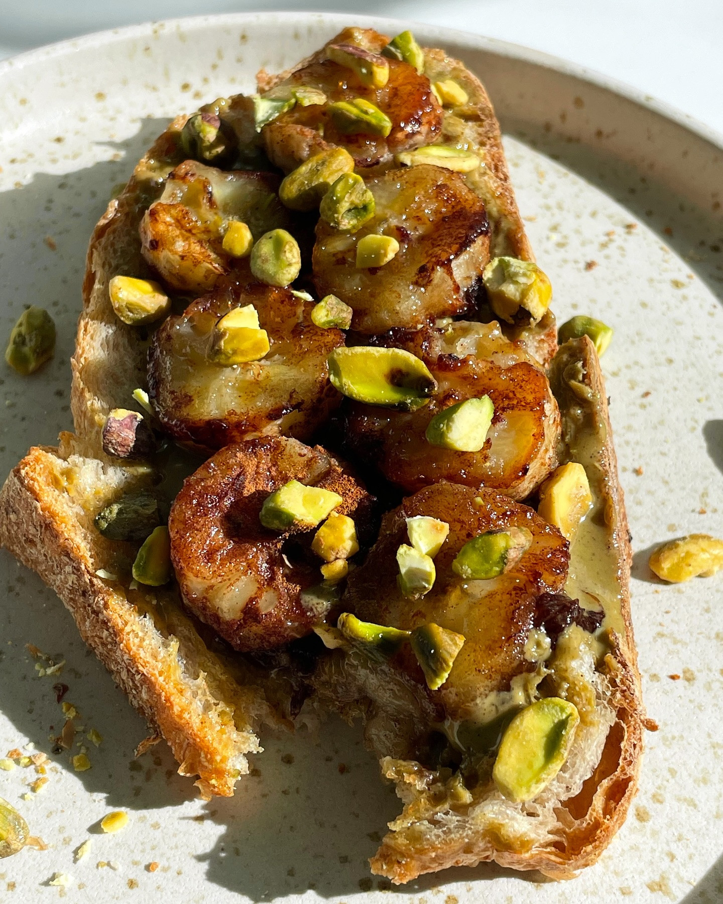 Caramelized Banana Pistachio Delight on Sourdough