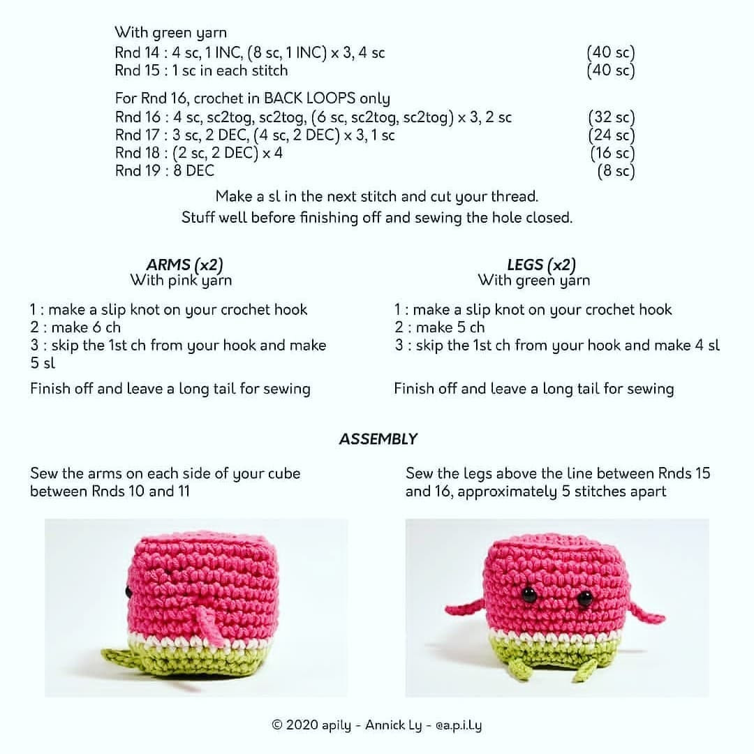 Charming Watermelon Cube Crochet Pattern for Creative Crafters