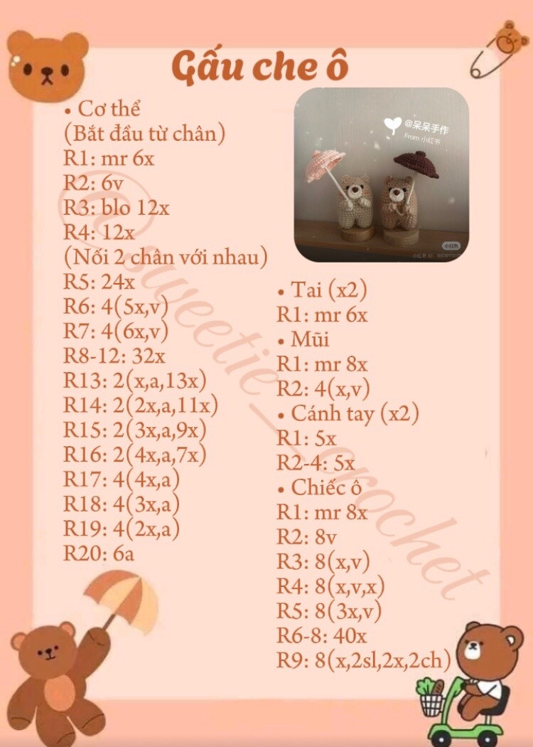 Chart gấu che ô 🧸☂️