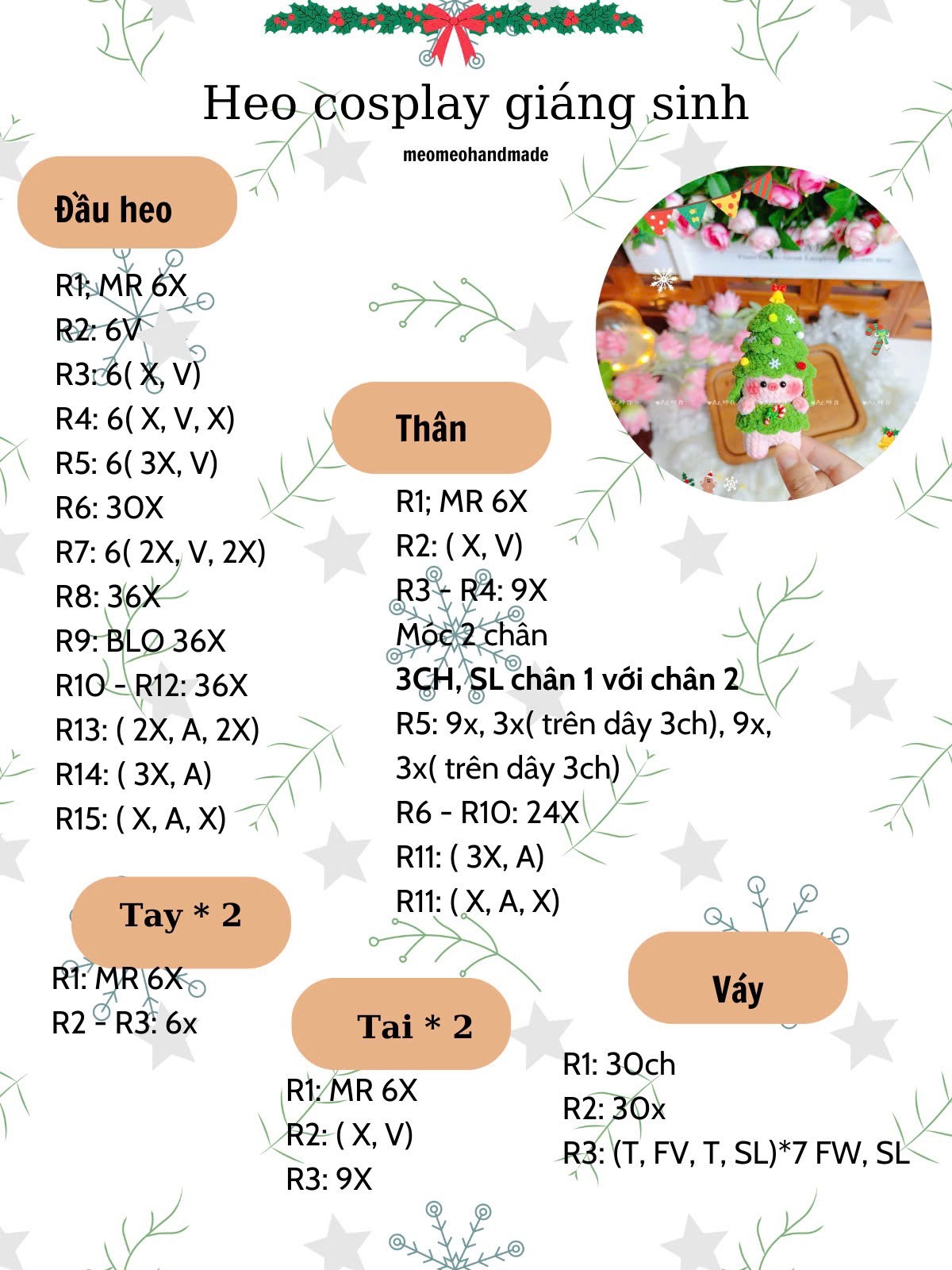 Chart heo cosplay giáng sinh cho bạn nào cần ạ