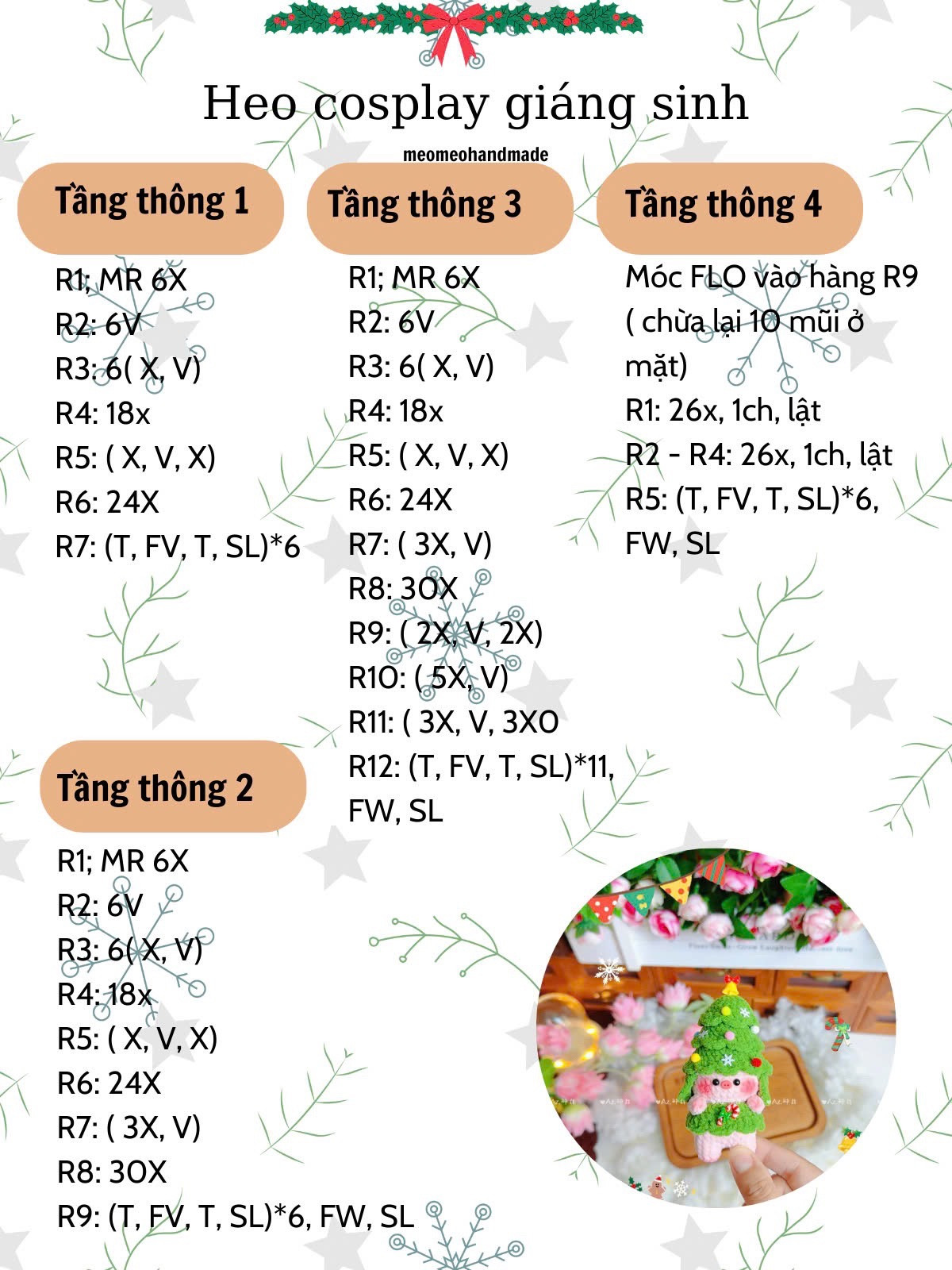 Chart heo cosplay giáng sinh cho bạn nào cần ạ