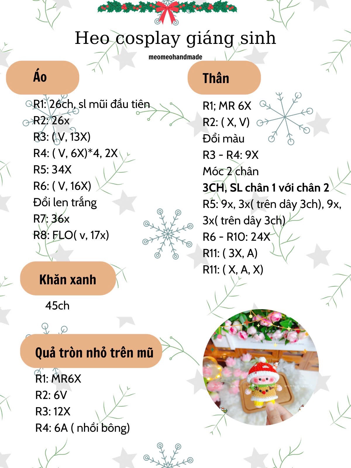 Chart heo cosplay giáng sinh cho bạn nào cần ạ