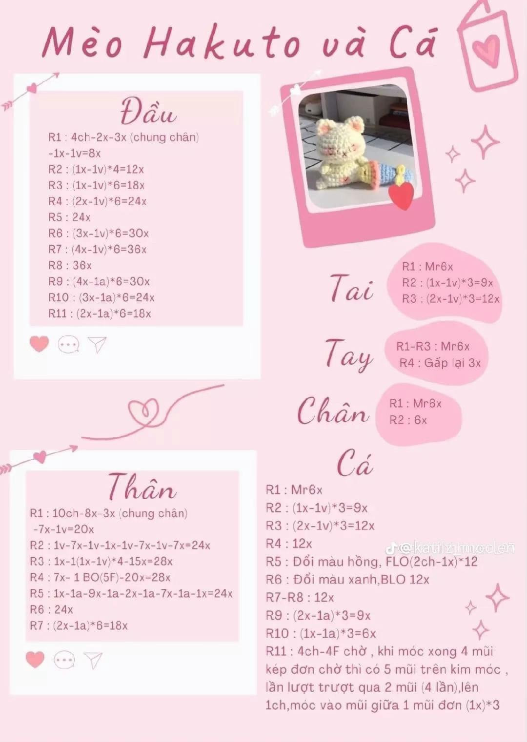 Chart móc len bánh gấu dễ thương cho người mới bắt đầu