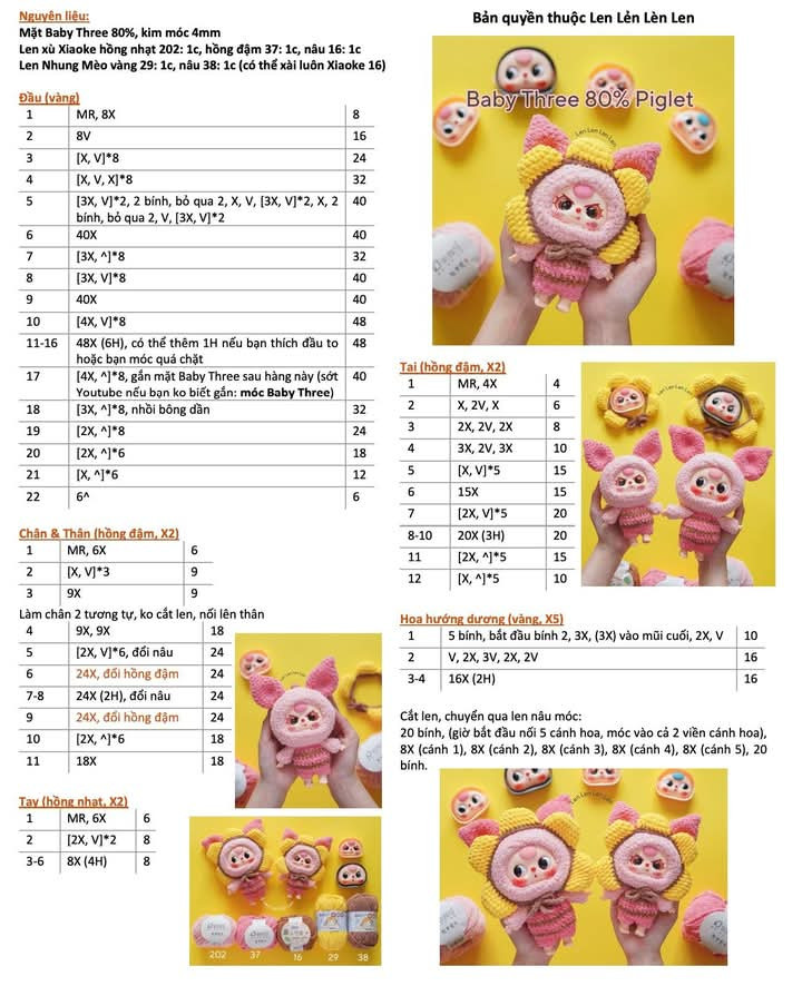 Chart móc len búp bê mèo Garfield dễ thương