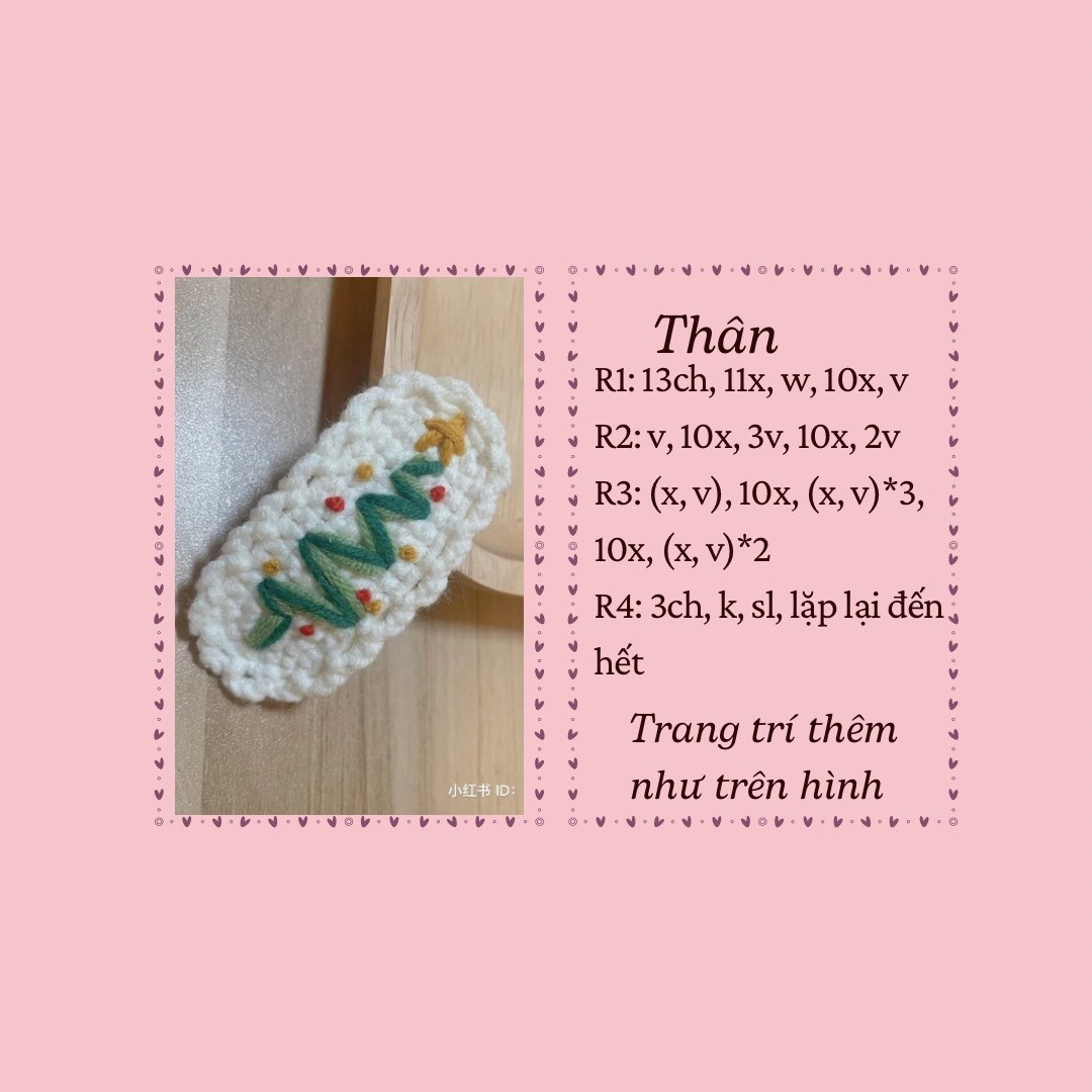 Chart móc len cho kẹp tóc hoa dễ thương và độc đáo