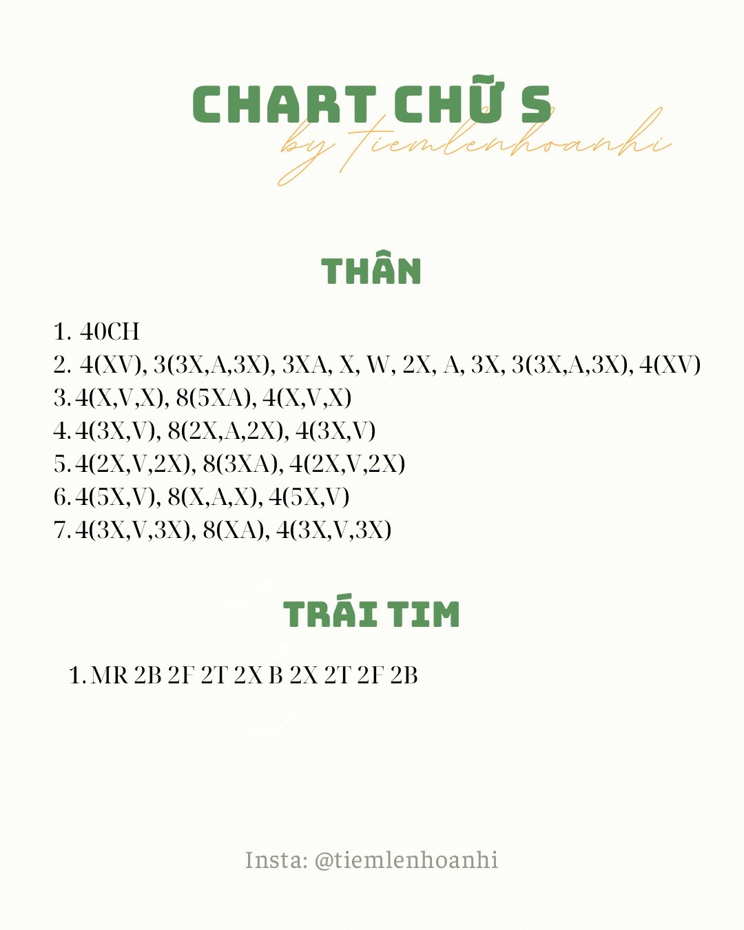 Chart móc len chữ S dễ thương cho người yêu thích sáng tạo
