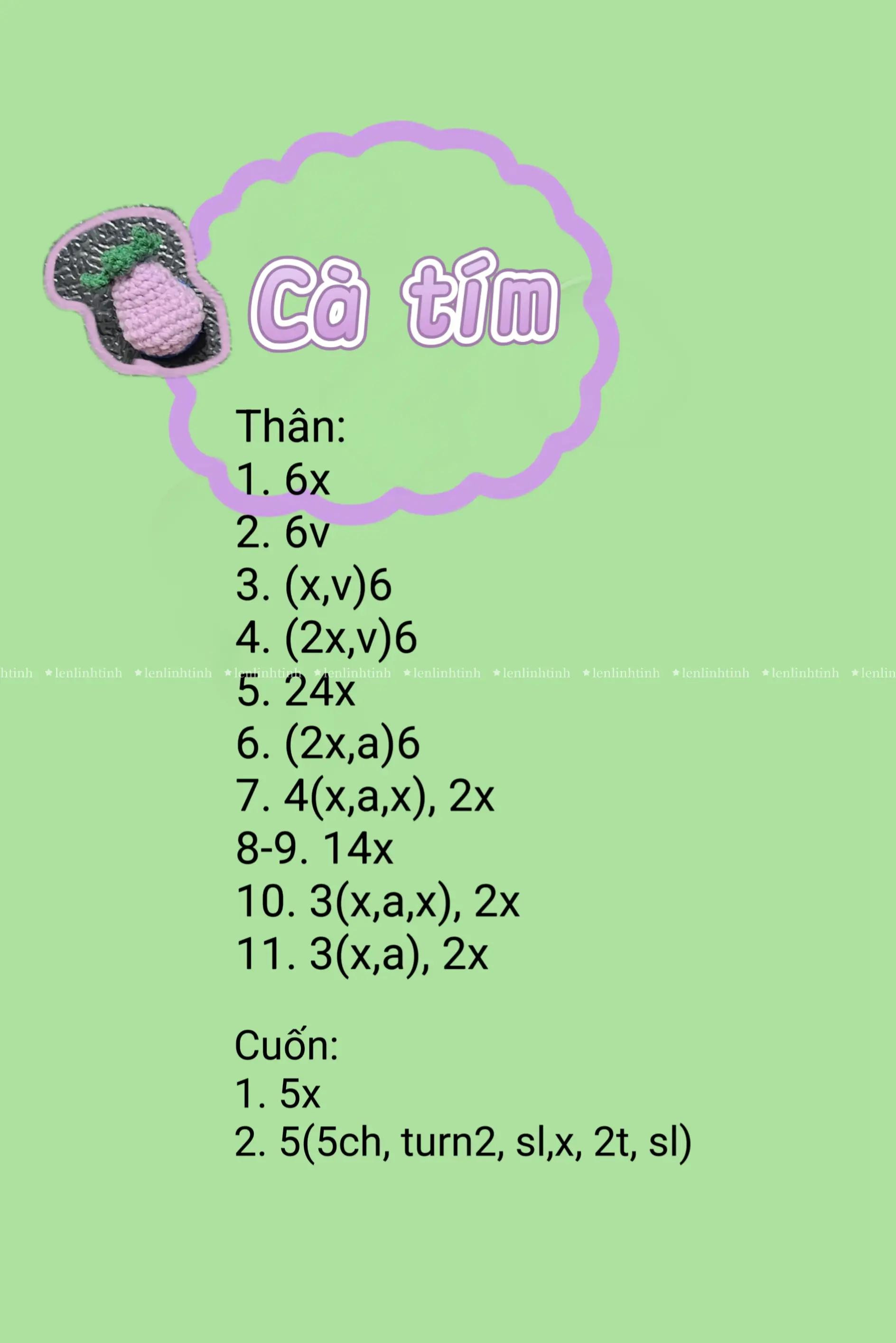 Chart móc len hình rau củ và đồ ăn dễ thương