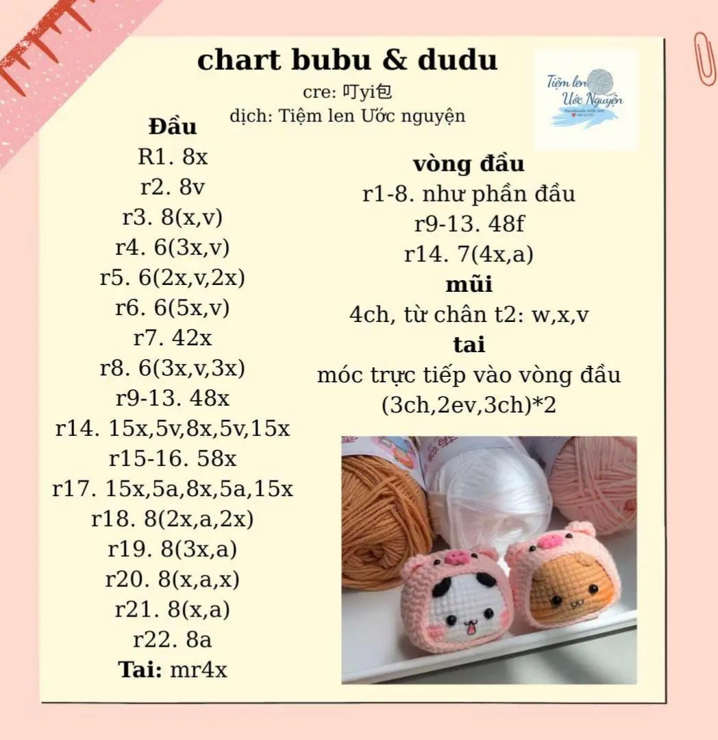 Chart móc len hình thú bubu và dudu dễ thương