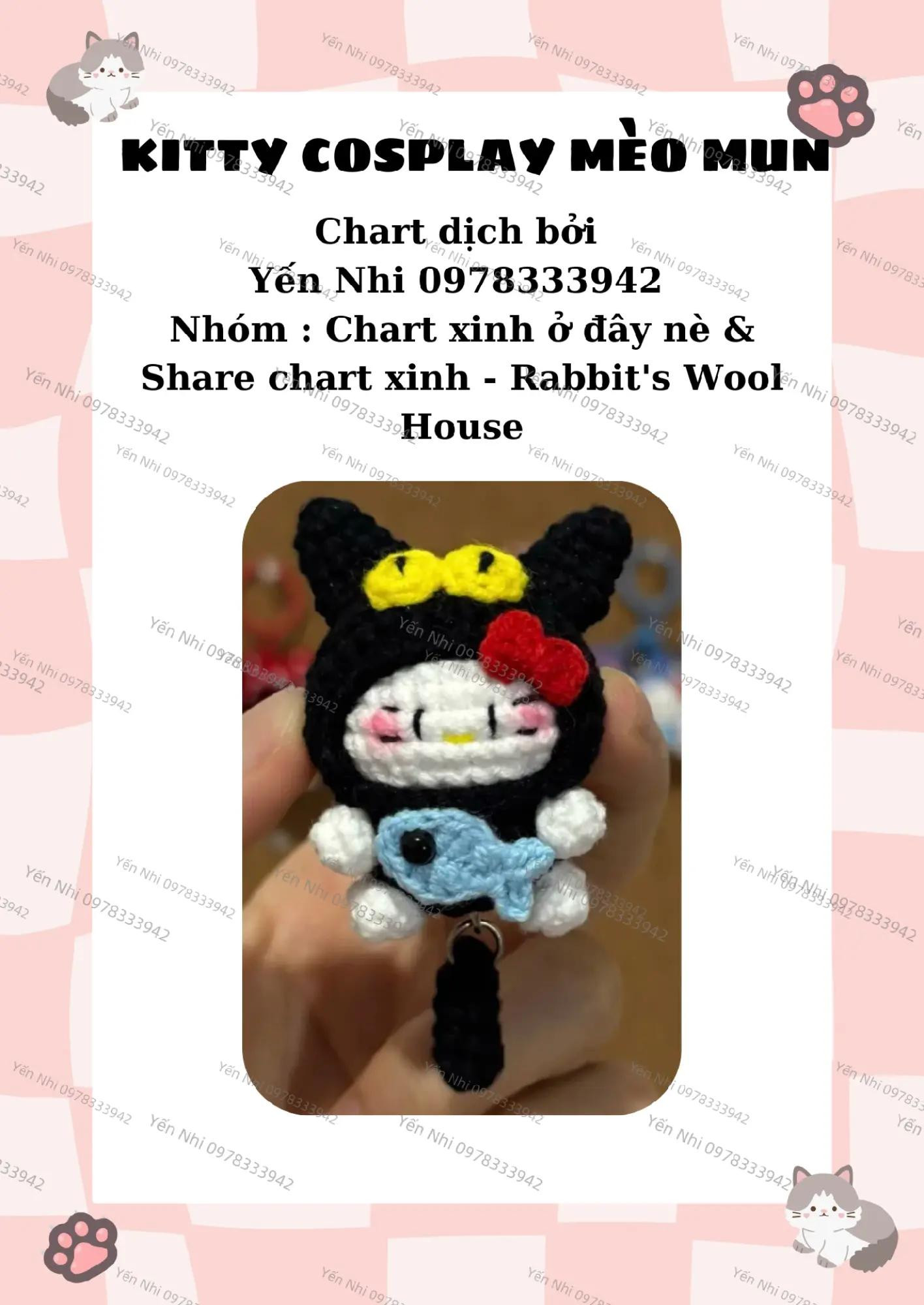 Chart móc len Kitty cosplay bò sữa dễ thương