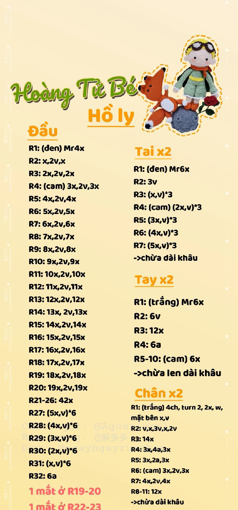 Chart móc len nhân vật và cáo, sáng tạo và độc đáo