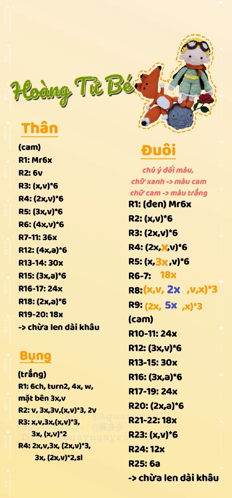 Chart móc len nhân vật và cáo, sáng tạo và độc đáo