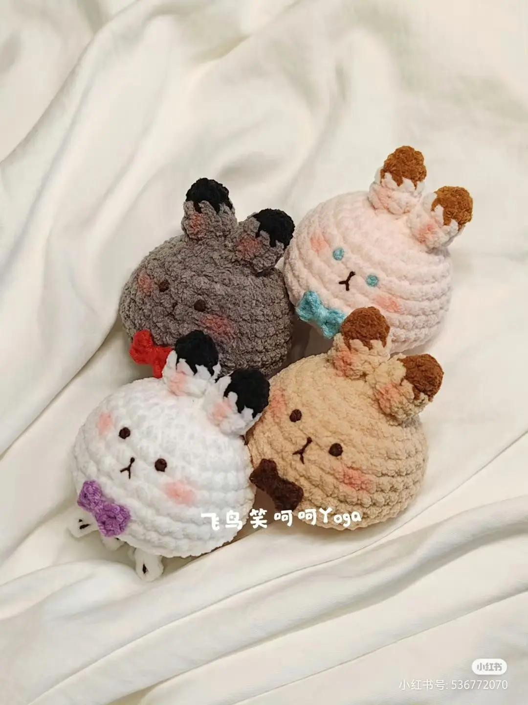 Chart móc len thú cưng dễ thương với nơ xinh xắn và màu sắc đa dạng