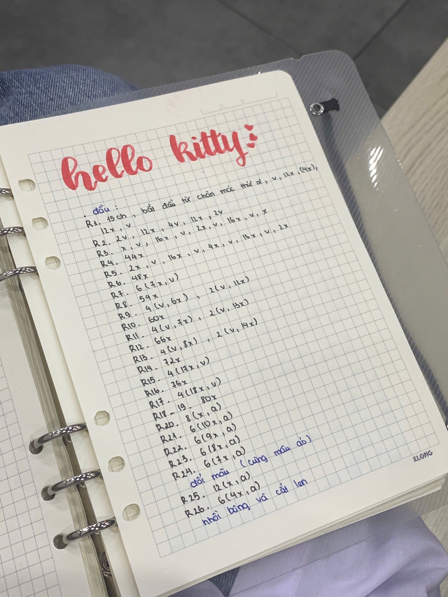 Chia sẻ biểu đồ móc len Hello Kitty dễ thương