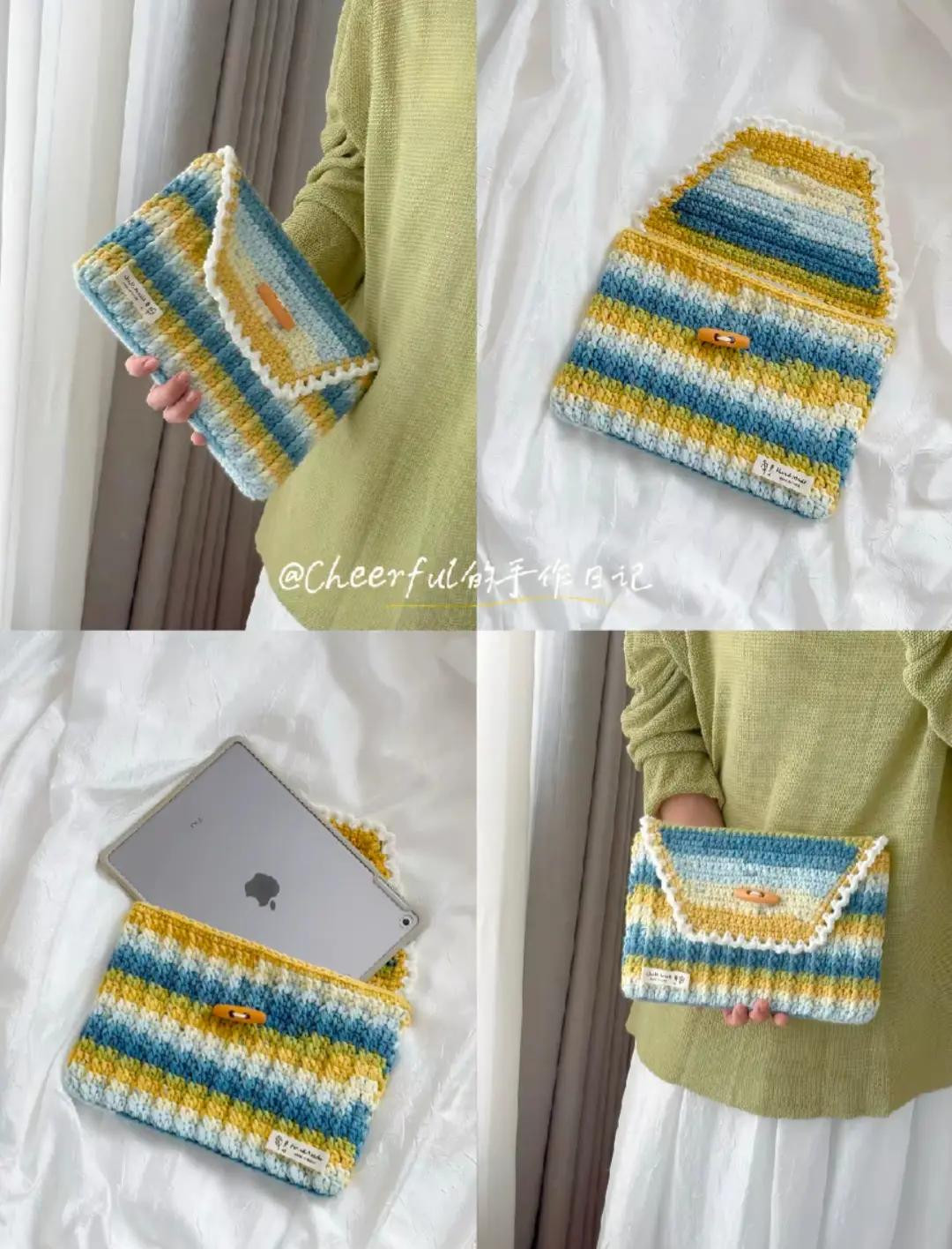 Chic Crochet Handbag with Mushroom Keychain Accent