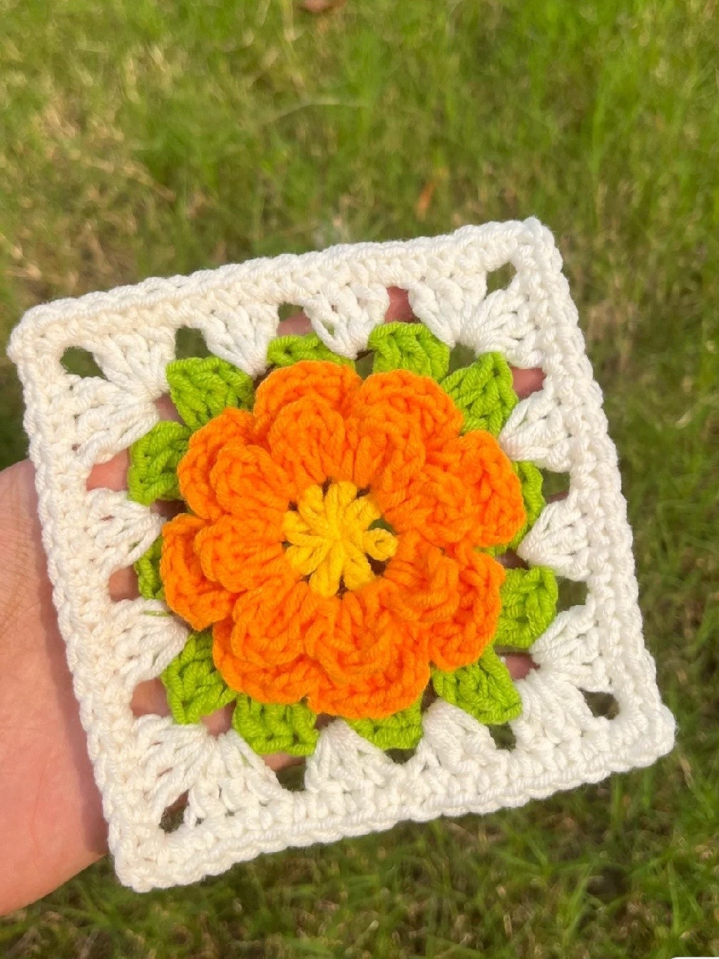 Colorful Crochet Flower Square Pattern for Beginners