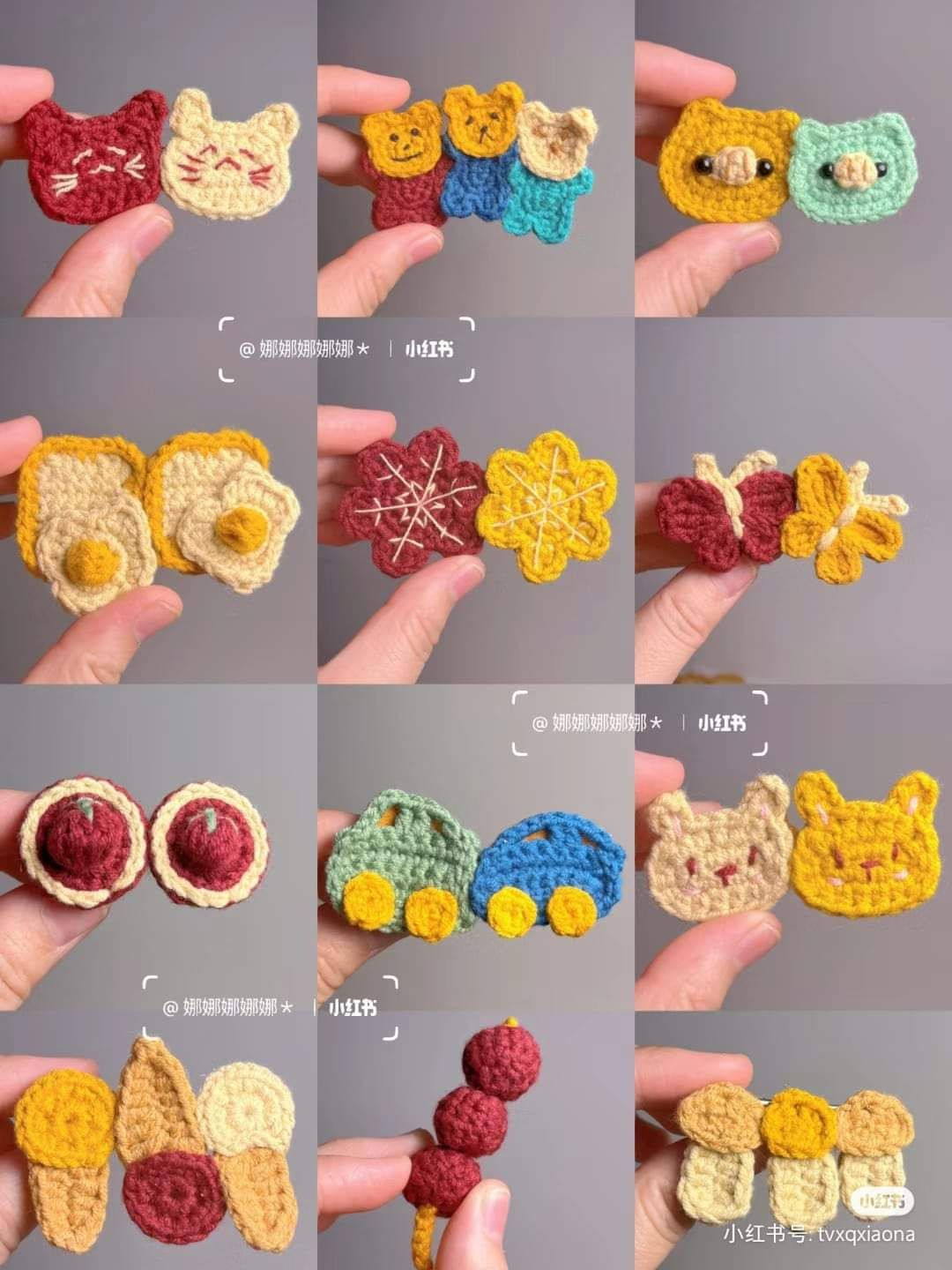 Colorful Crochet Hair Clips with Cute Animal Designs