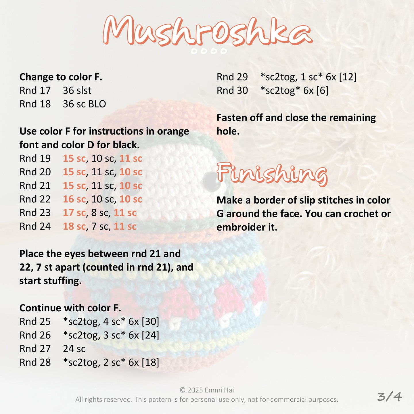 Colorful Mushroshka Crochet Pattern for Beginners