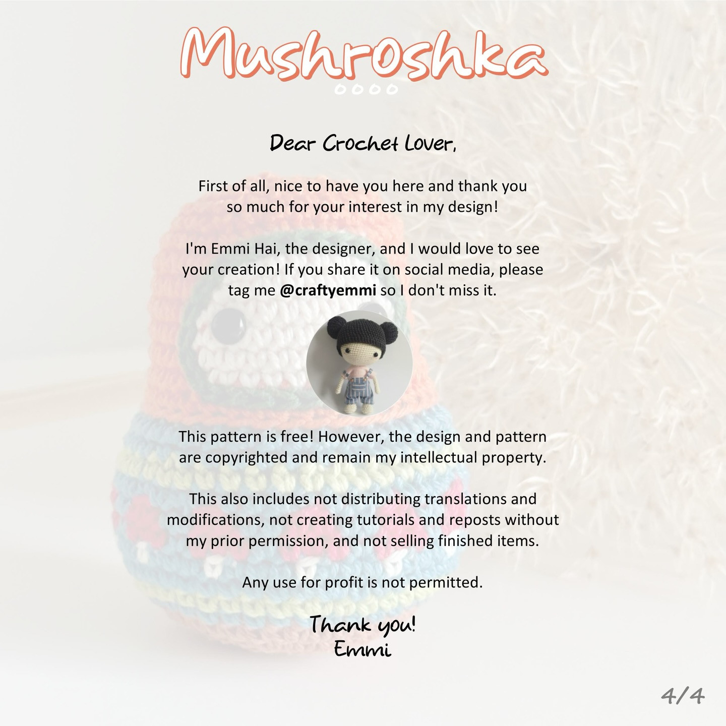 Colorful Mushroshka Crochet Pattern for Beginners