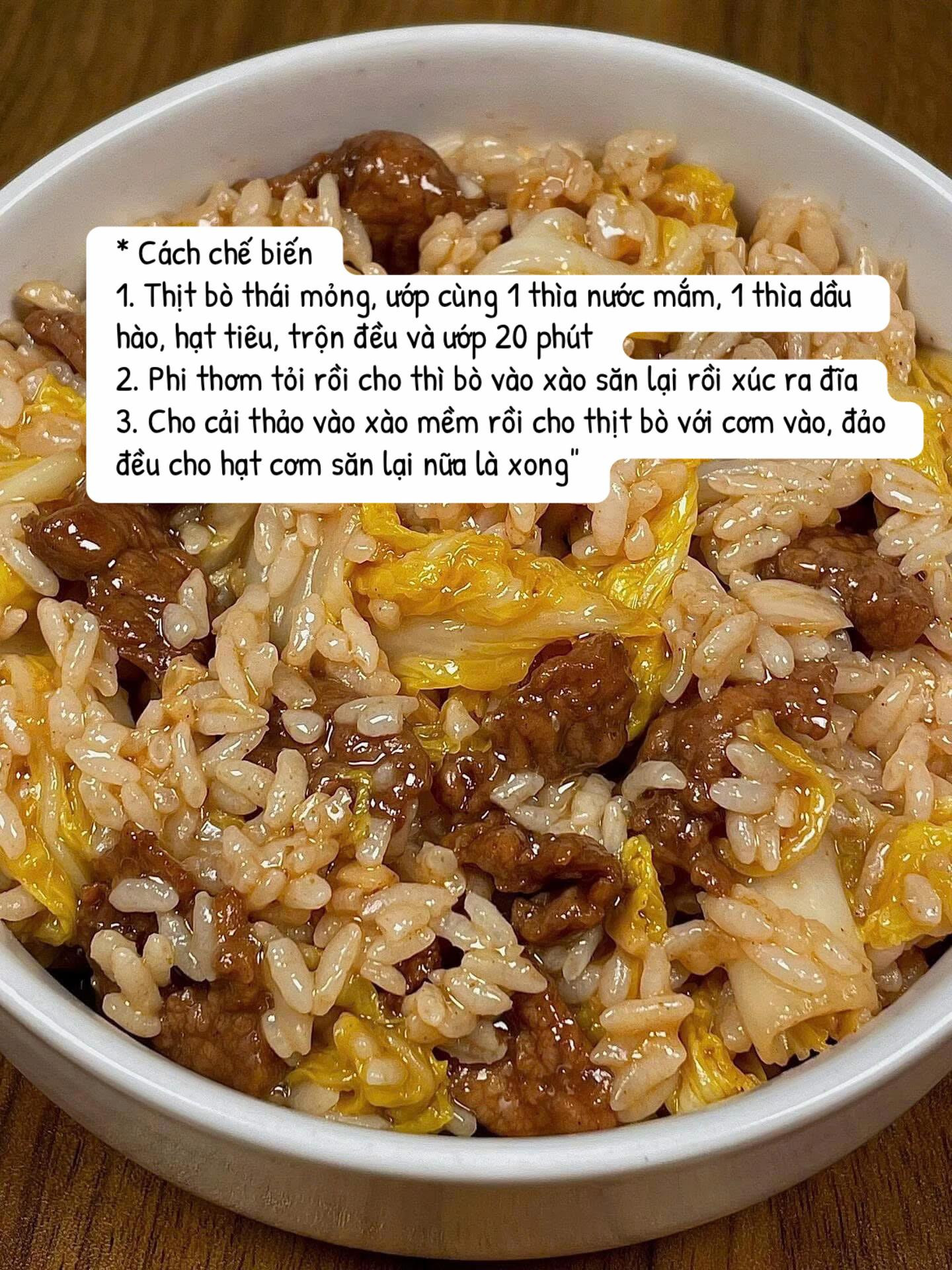 Cơm Rang Thịt Bò Cải Thảo Đậm Đà Hương Vị