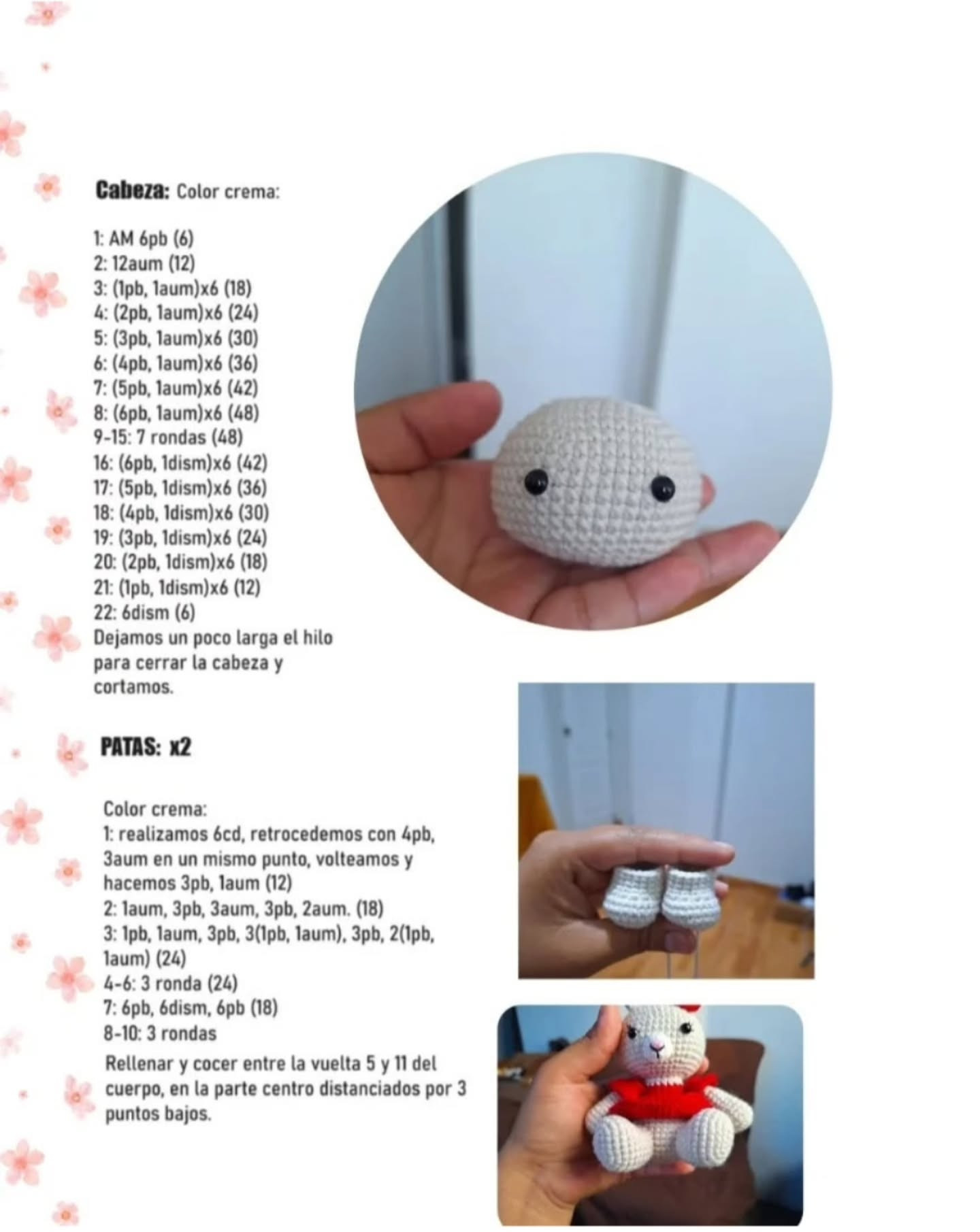 Conejito de ganchillo adorable con vestido rojo