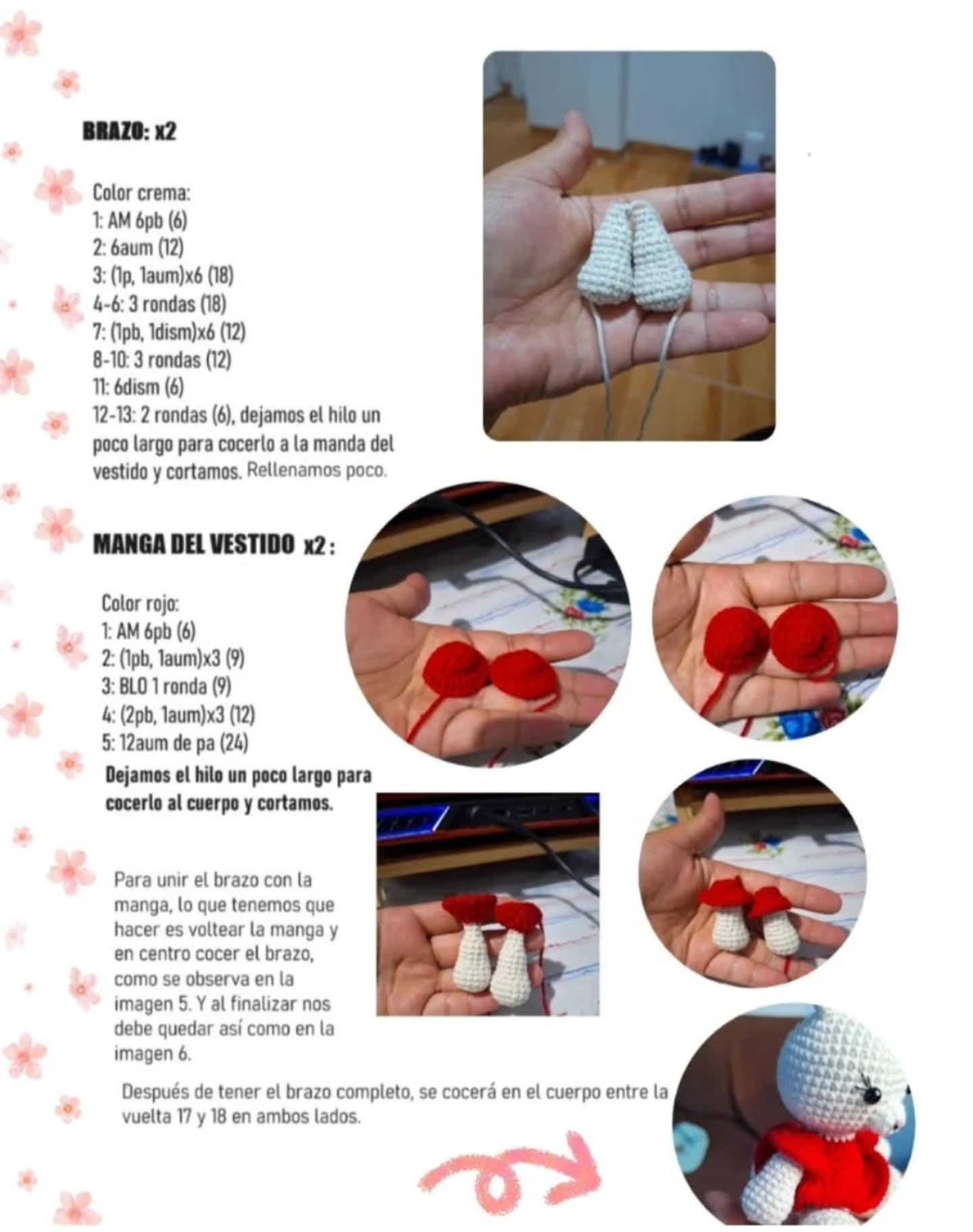 Conejito de ganchillo adorable con vestido rojo