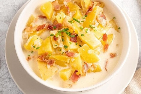 Creamy Potato Chowder with Crispy Bacon Delight