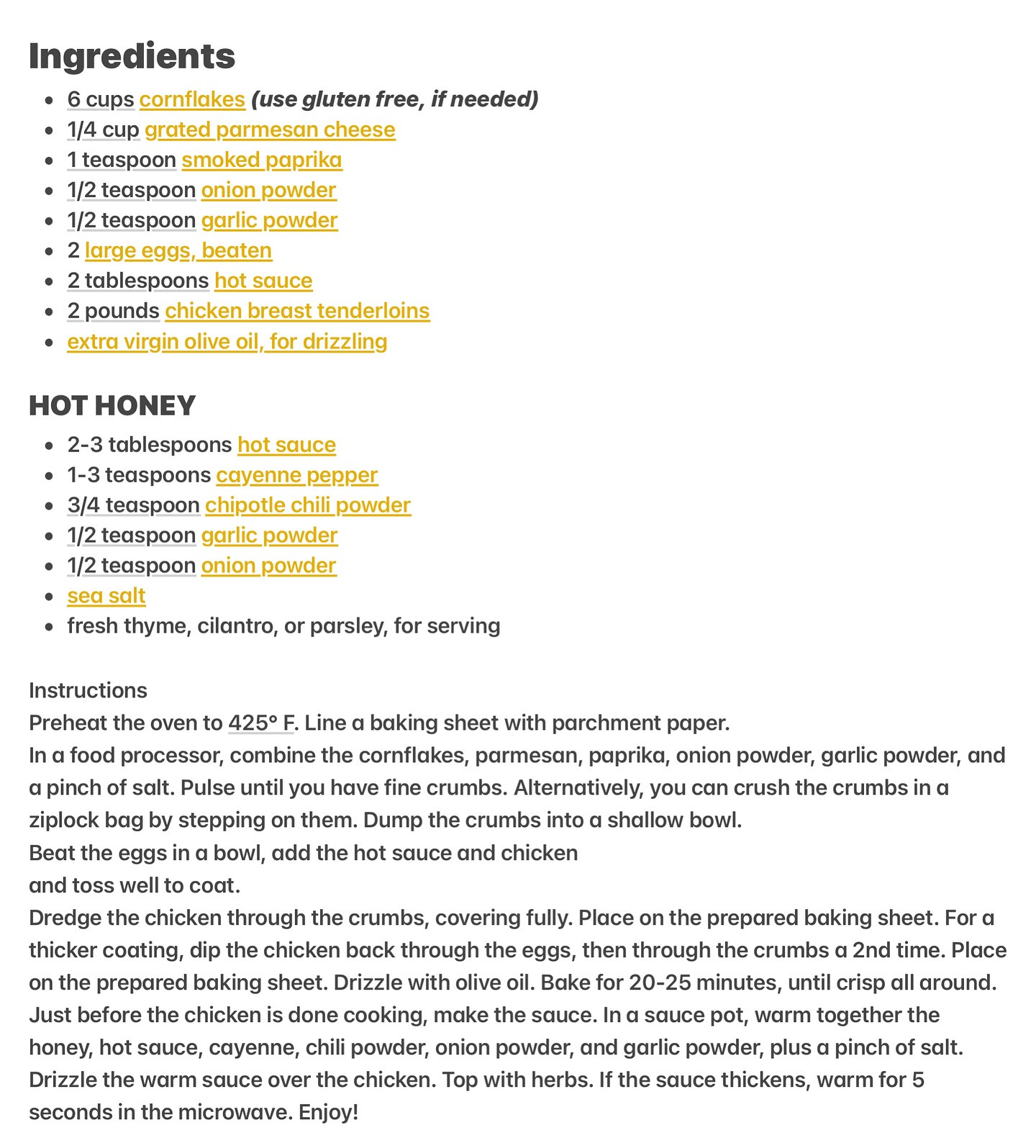 Crispy Honey Glazed Cornflake Chicken Delight