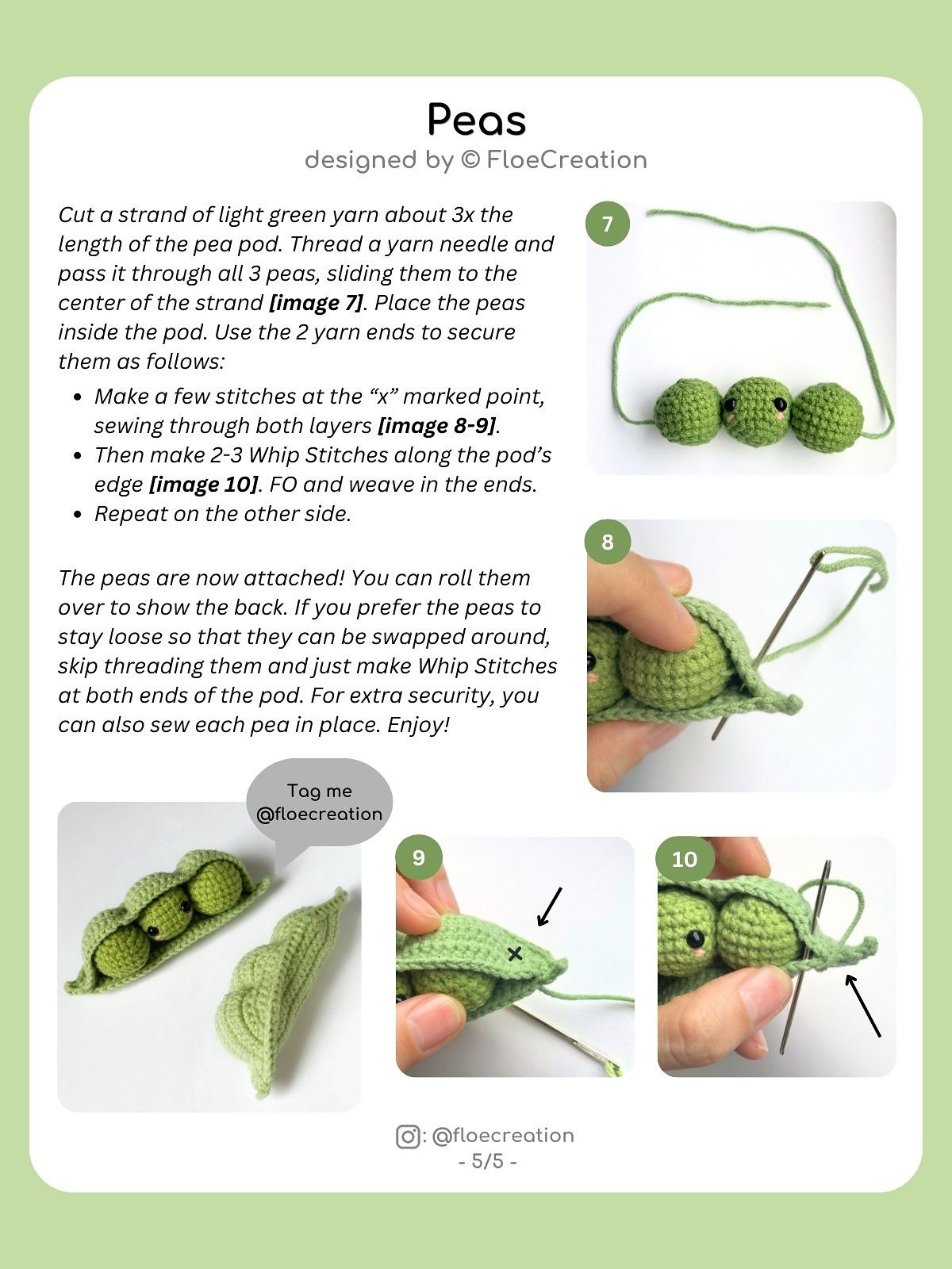 Crochet Amigurumi Peas in a Pod Free Pattern Guide