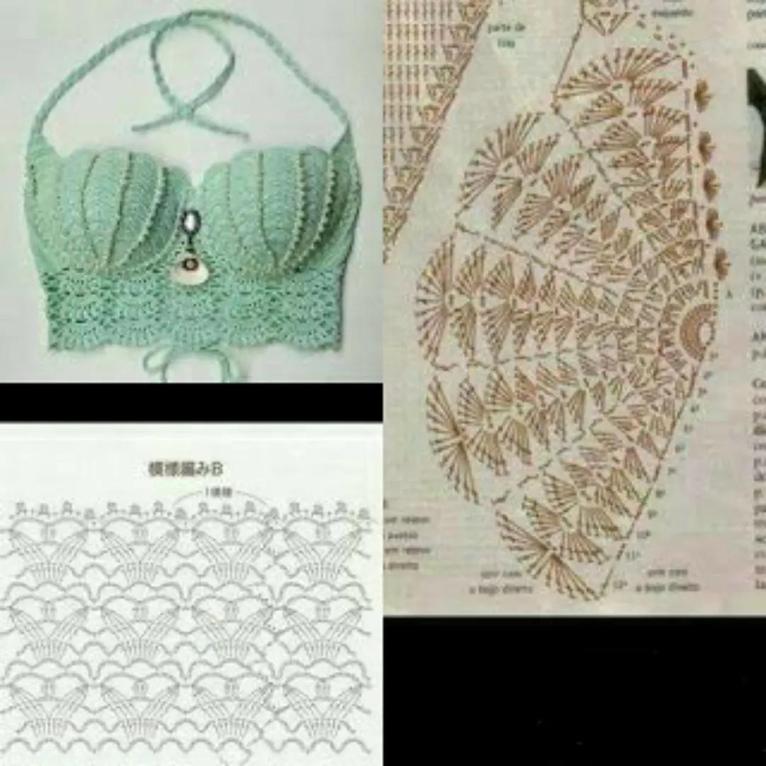Crochet Bra Top Pattern with Shell Stitch and Beaded Details