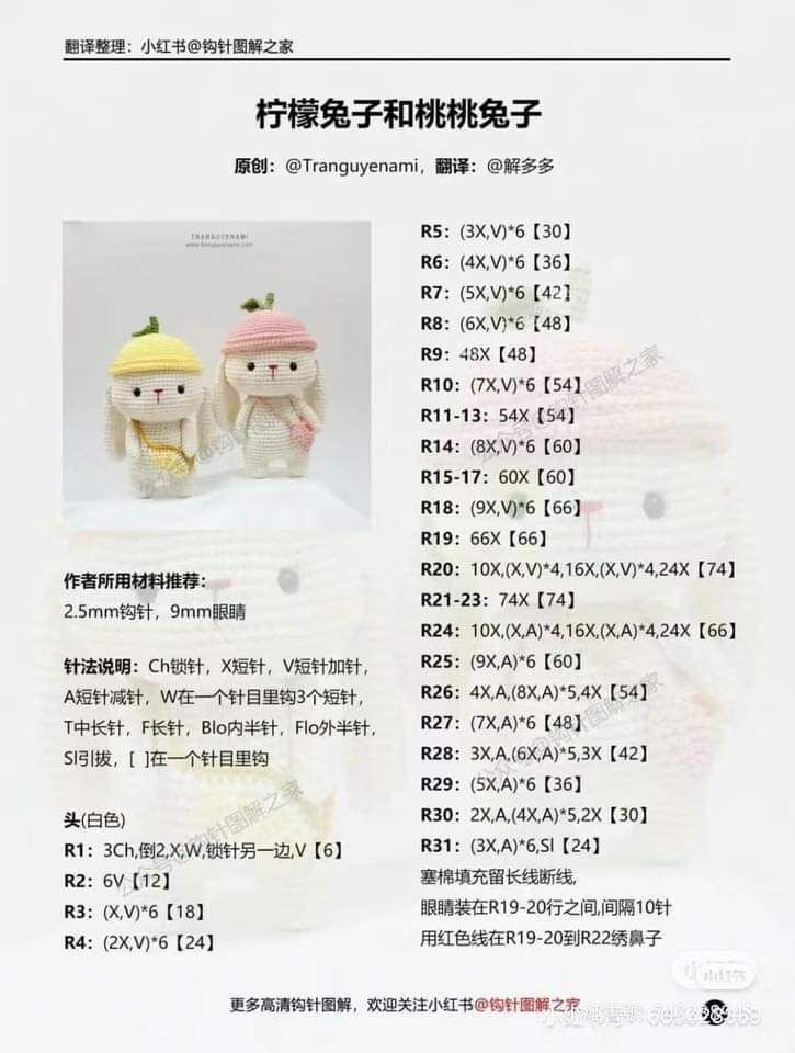 Crochet Bunny with Blue Hat and Bag Pattern