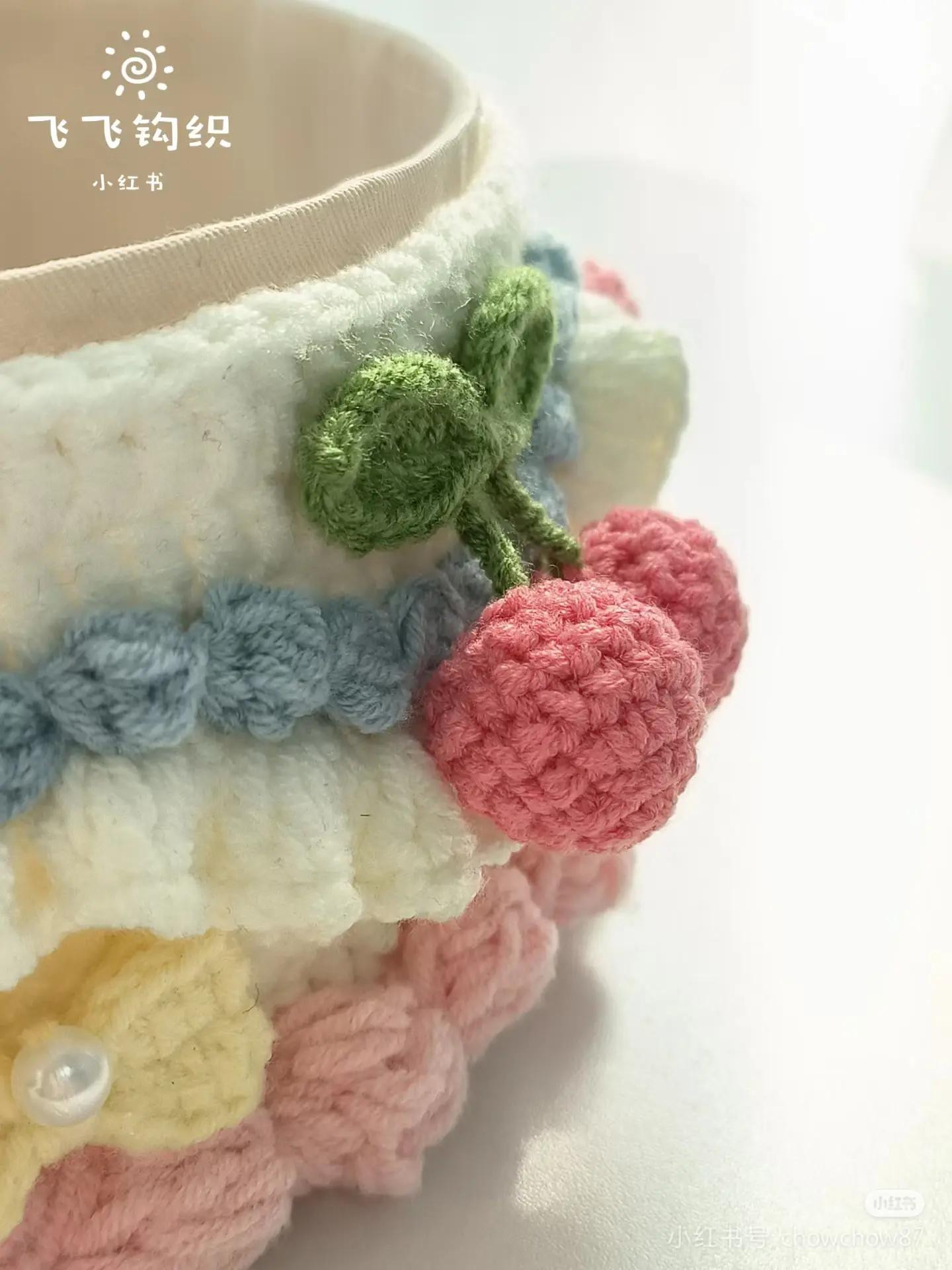 Crochet Cake with Bow and Cherry Decorations Pattern