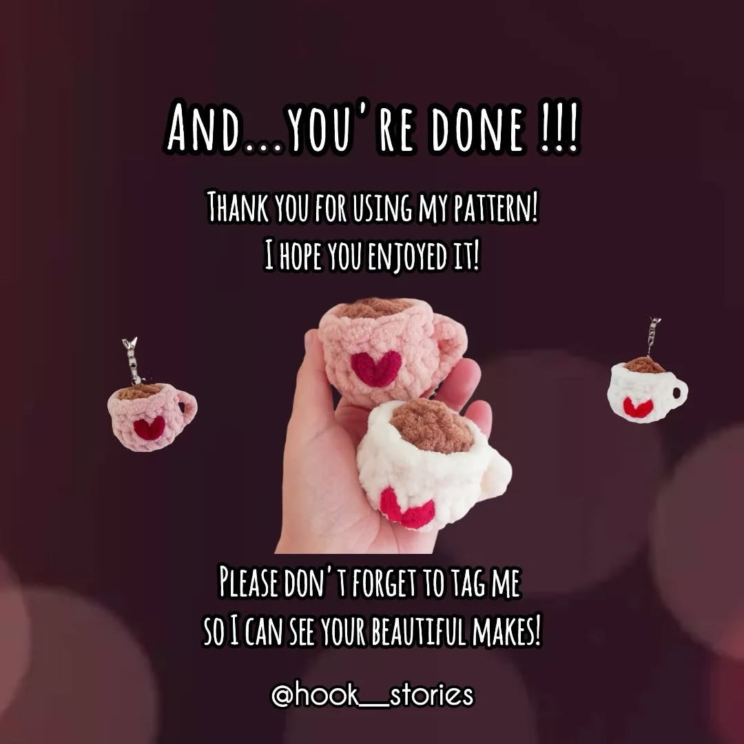 Crochet Chocolate Cup with Heart Pattern - No Sew Required