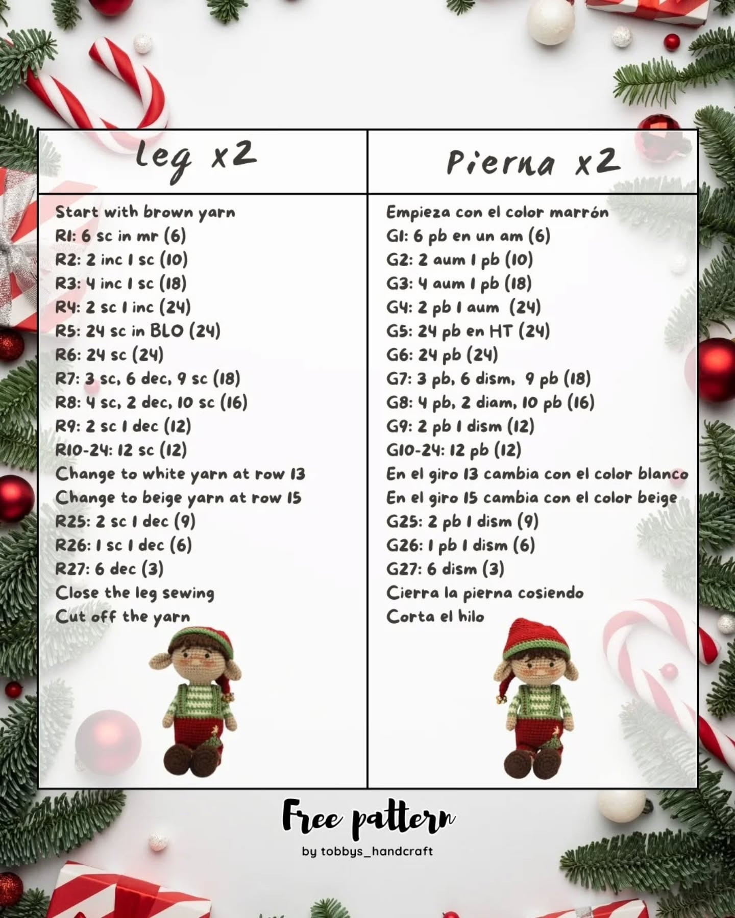 Crochet Christmas Elf Doll Pattern by Tobbys Handcraft