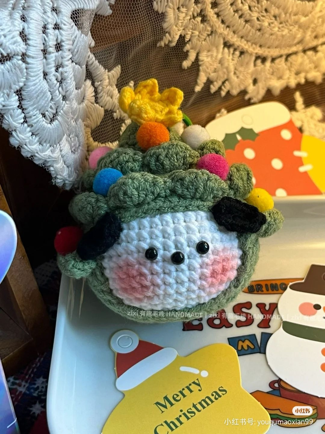 Crochet Christmas Tree Plushie and Apple Decor for Festive Cheer