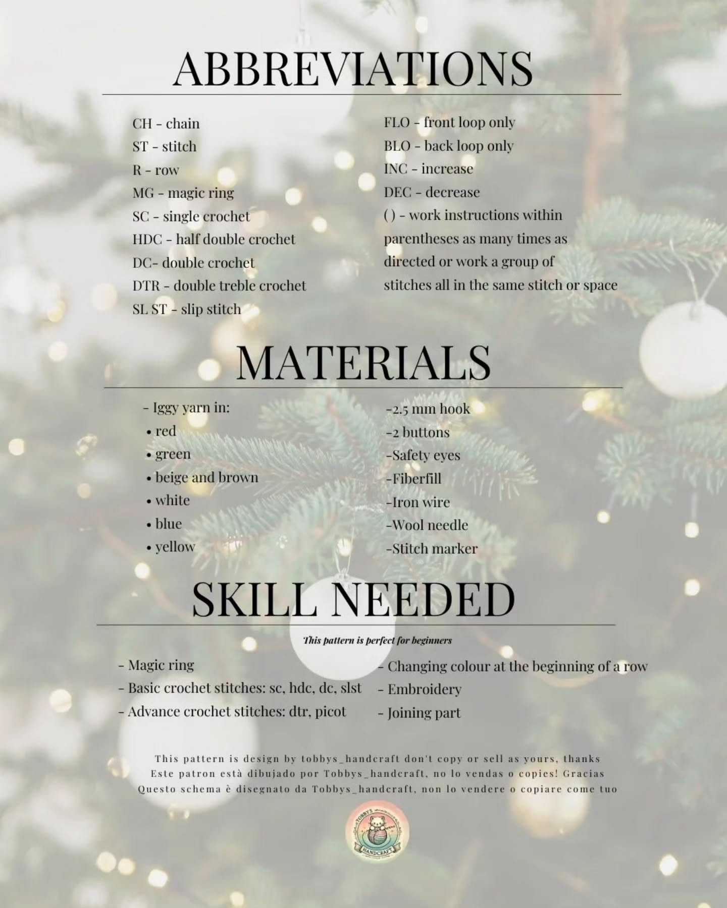 Crochet Christmas Wreath Pattern with Gingerbread and Ornaments