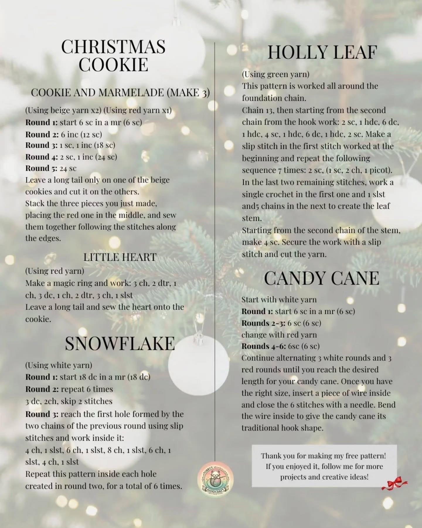 Crochet Christmas Wreath Pattern with Gingerbread and Ornaments