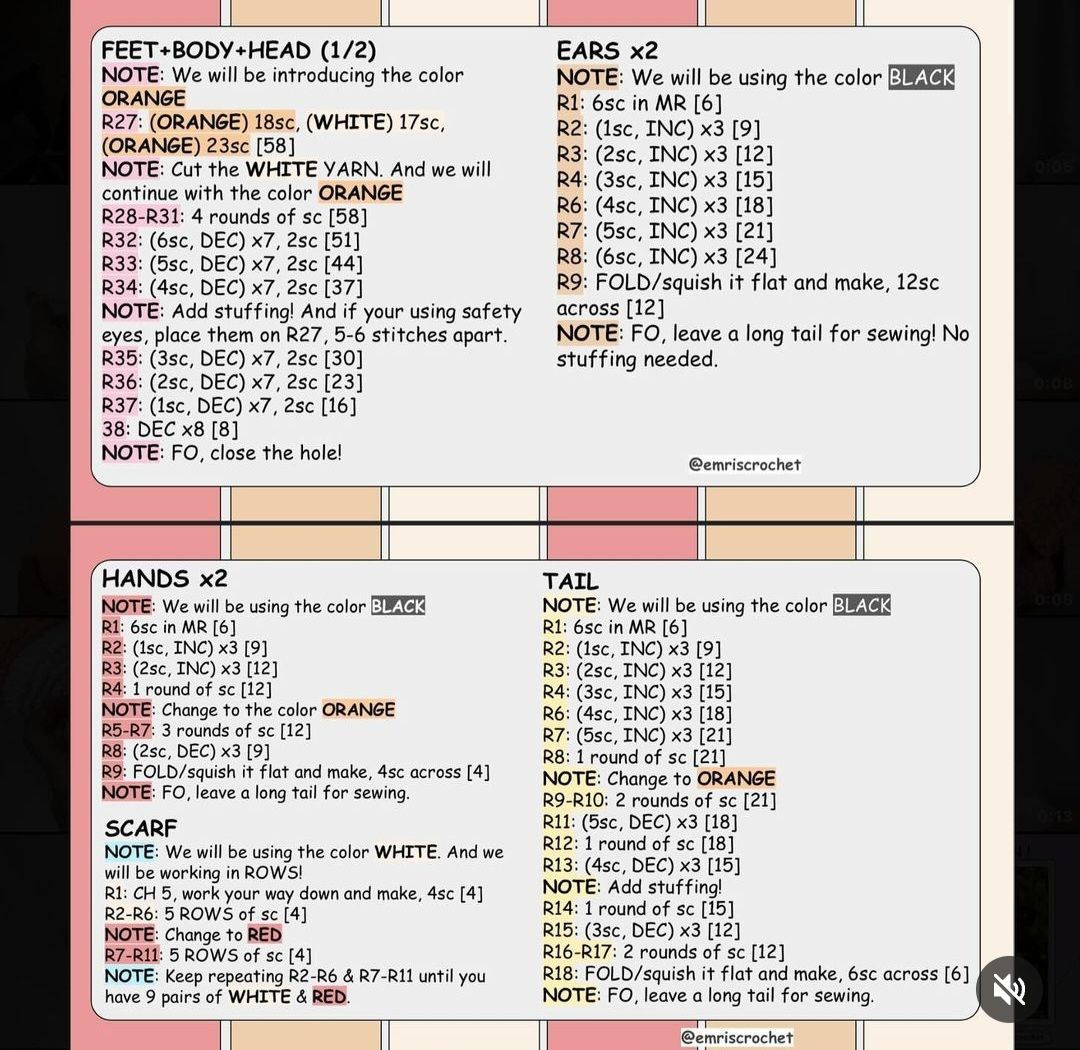 Crochet Cute Fox Amigurumi Pattern Free Download