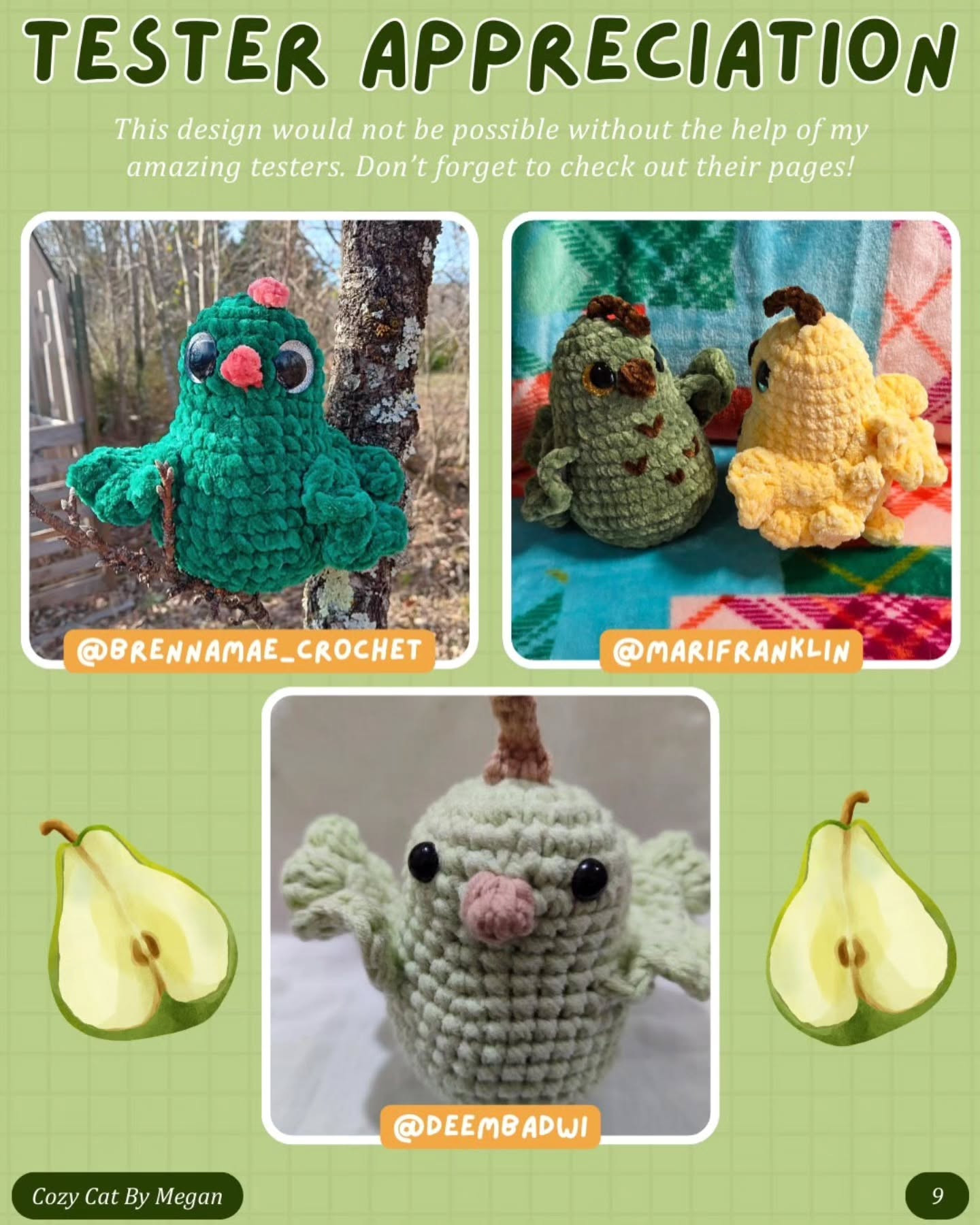 Crochet Cute Pear Bird Amigurumi Pattern Free Download
