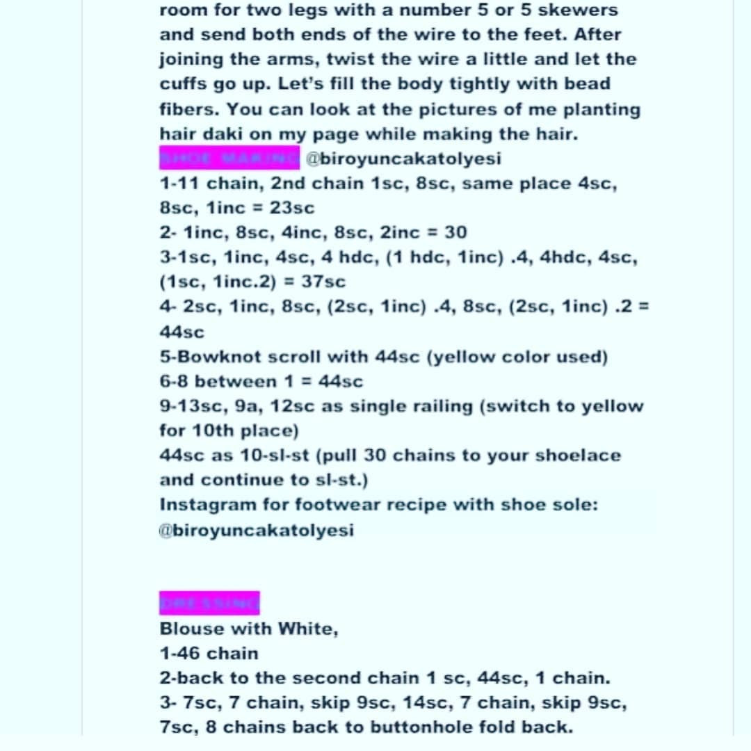 Crochet Doll with Long Hair and Pink Dress Free Pattern